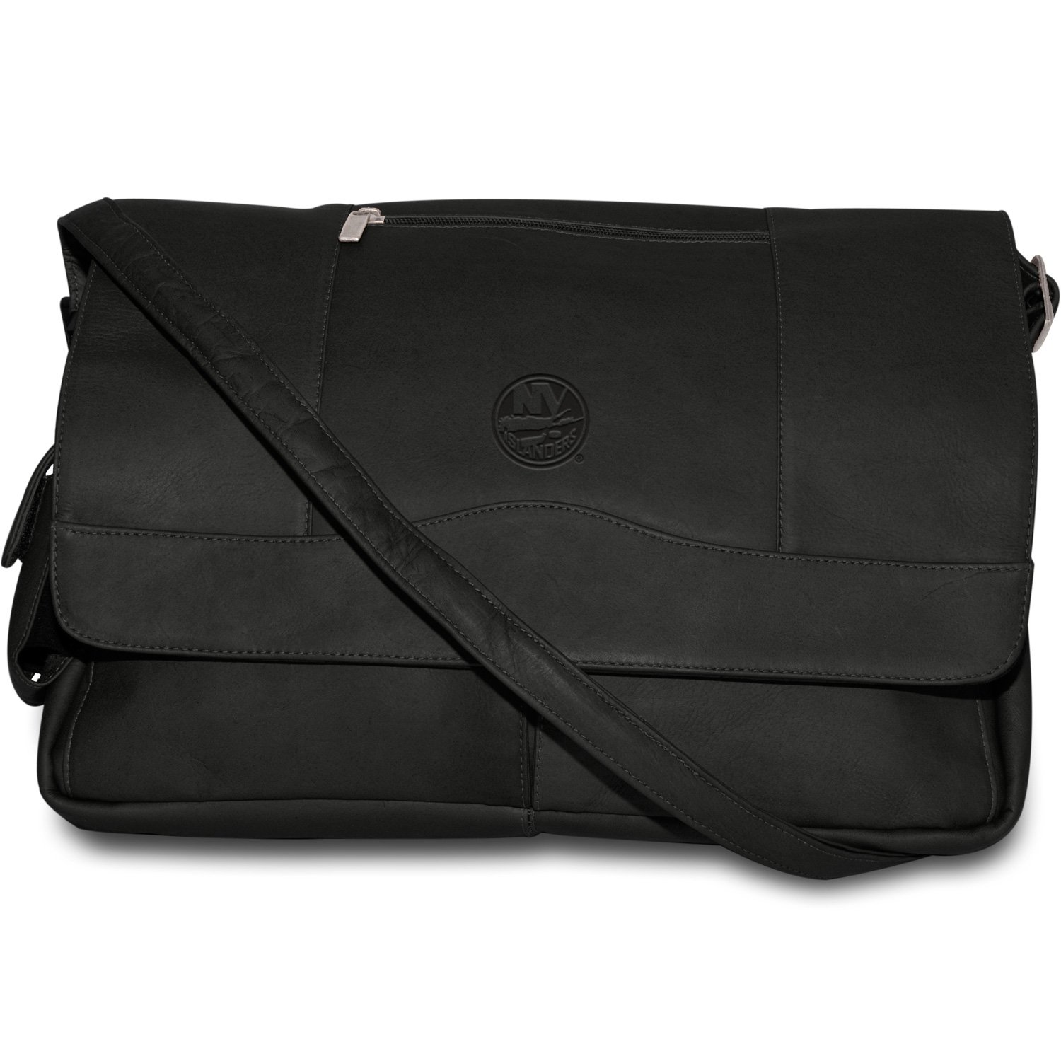 NHL Black Leather Laptop Messenger Bag for Men & Women - Waterproof Business Briefcase with Adjustable Shoulder Strap - Perfect for Work, Travel & College (15.6 Inch)