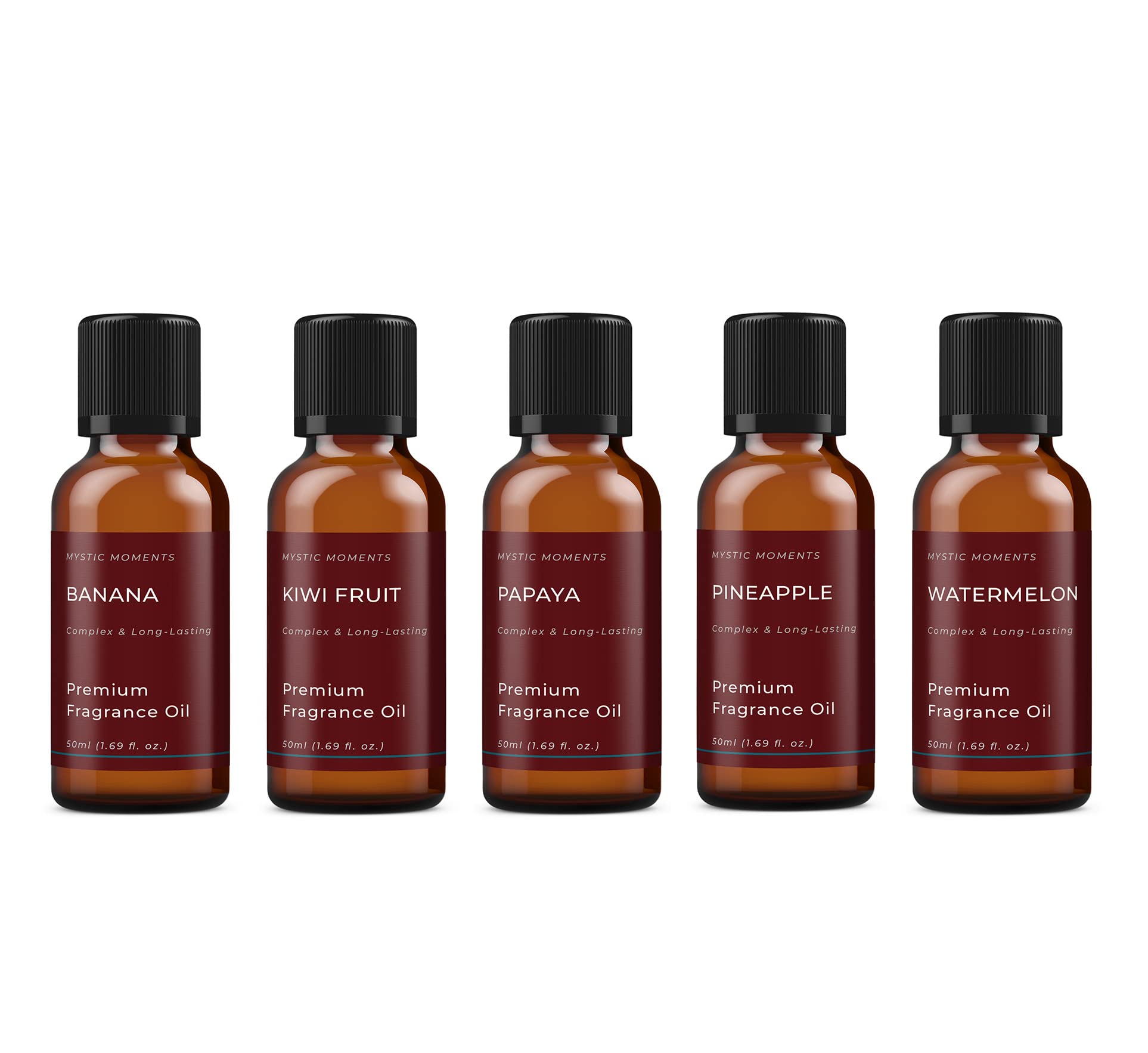 Exotic Fruit Fragrance Oil Gift Set - 5x50ml (Banana, Kiwi, Papaya, Pineapple, Watermelon) | Premium Scented Oils for DIY Candles, Soaps & Diffusers | Perfect Gift for Aromatherapy & Home Fragrance Lovers