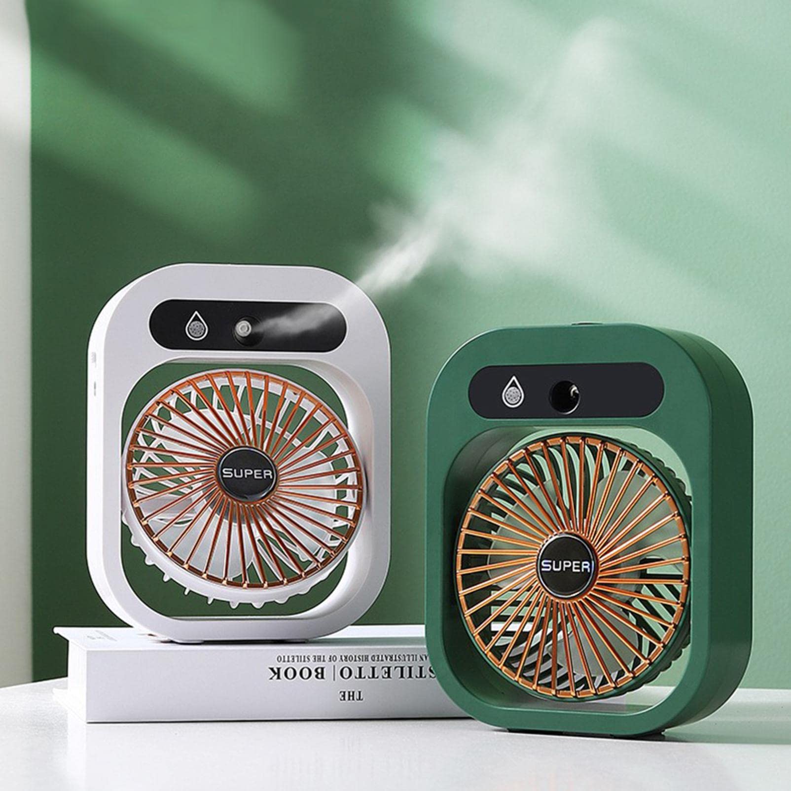 LZLZ Portable Air Conditioner - USB Rechargeable Mini Cooling Fan with 3 Speed Settings & Humidifier for Home, Office, Bedroom | Personal Desktop Air Cooler for Summer, Workspaces & Small Rooms
