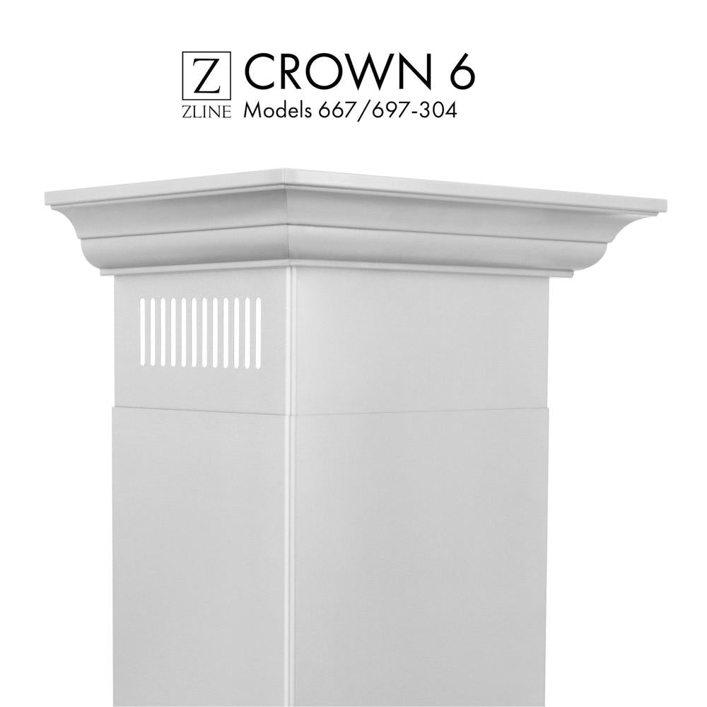 ZLINE CM6 Crown Molding Profile for Wall Mount Range Hood - 304 Stainless Steel (667/697) | Perfect Kitchen Upgrade for Modern Homes