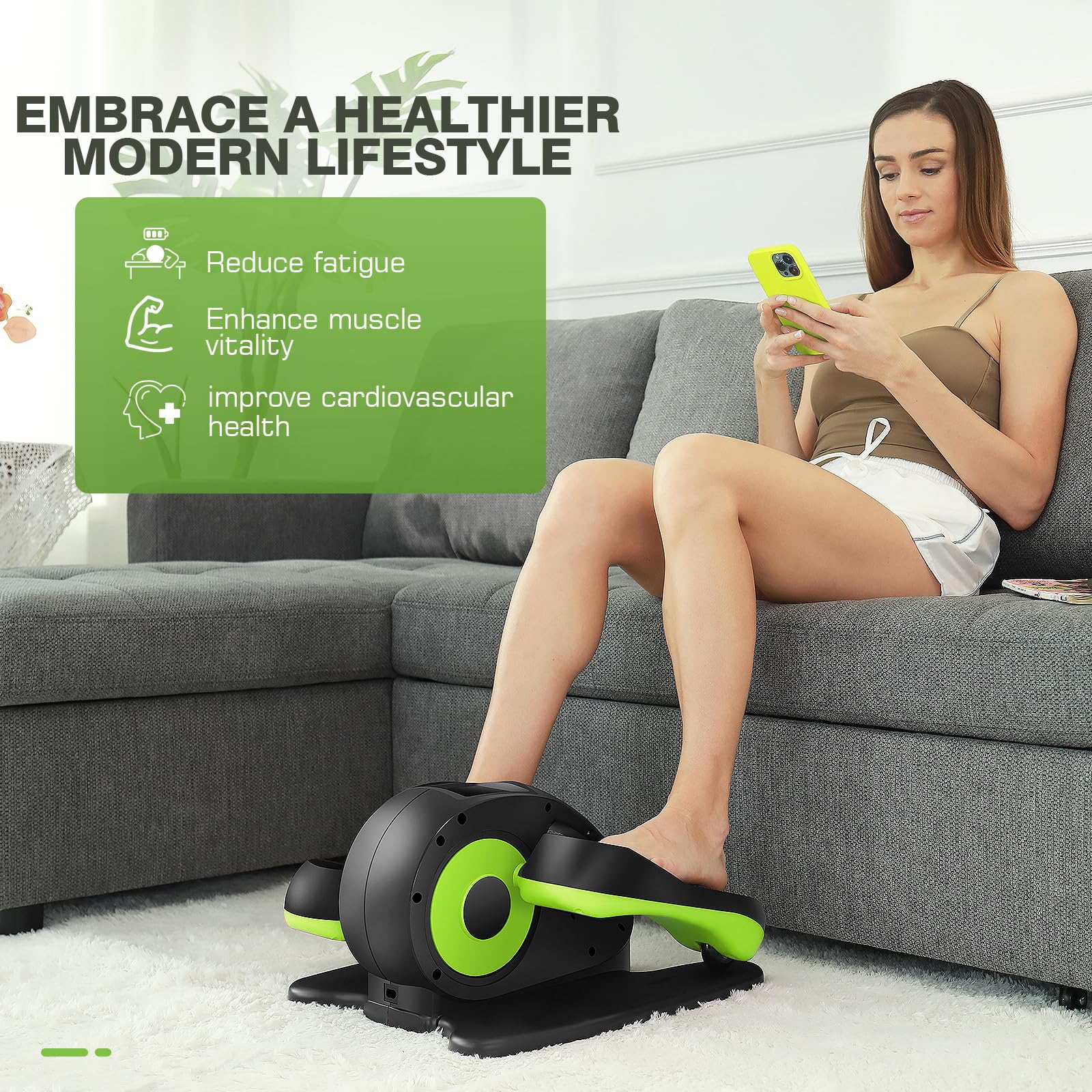 ANCHEER Under Desk Elliptical Machine - Quiet Seated Pedal Exerciser for Seniors, Office & Home Workouts, Low-Impact Leg Exercise Equipment with Smart LCD Display & Remote Control - Perfect for Sedentary Workers, Physical Therapy & Small Spaces