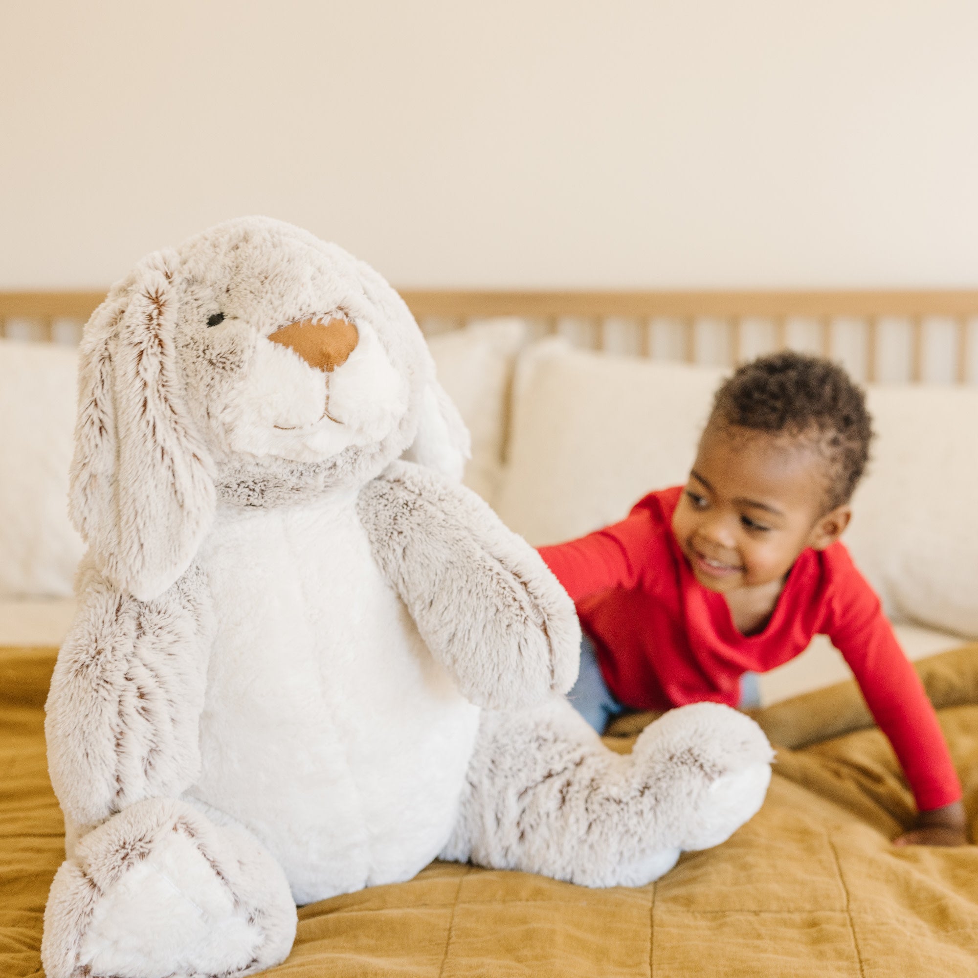 Jumbo Burrow Bunny Stuffed Animal Plush Toy - Soft Cuddly Large Bunny for Kids, Nursery Decor & Gift Ideas