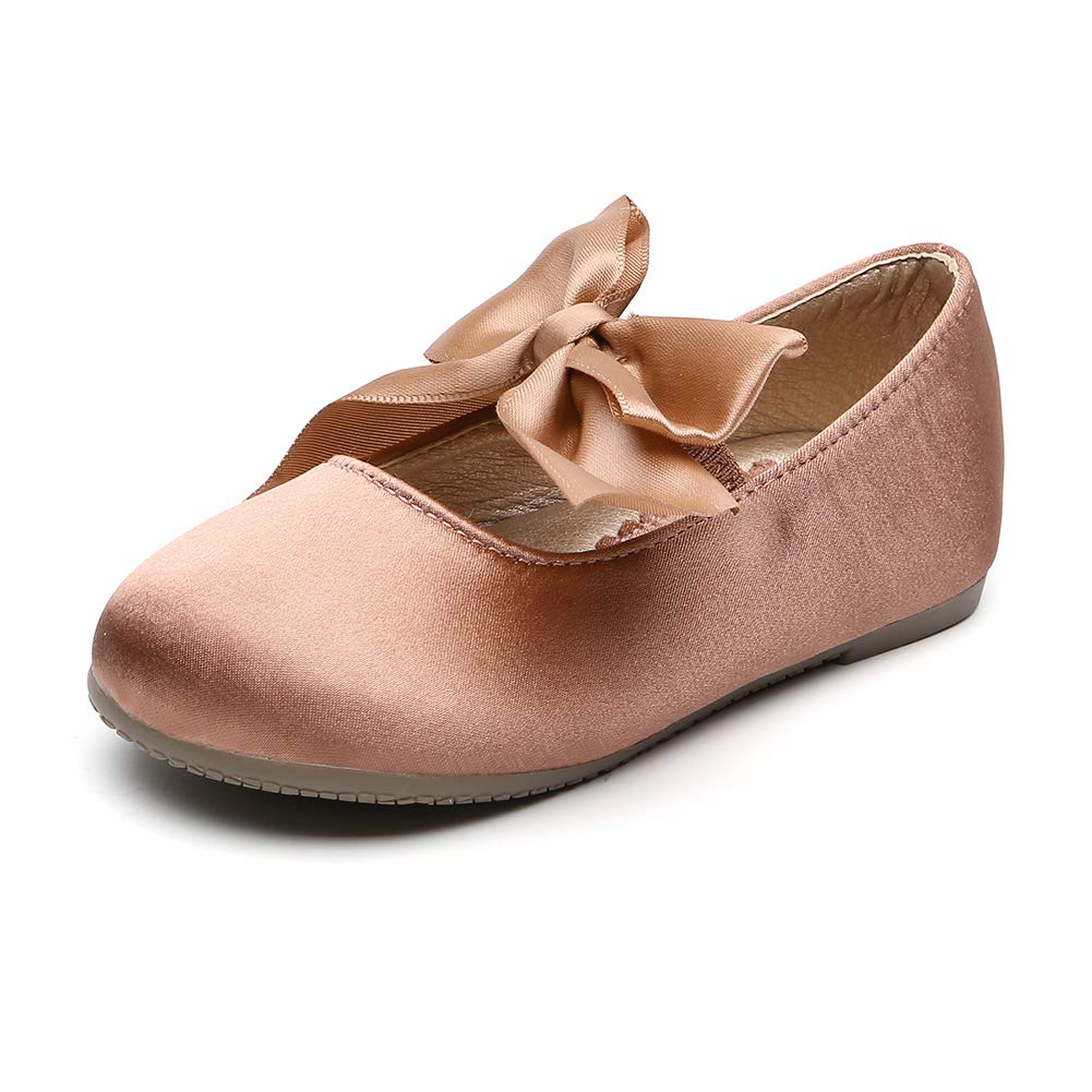 Little Girls Ballerina Slip-On Mary Jane Casual School Dress Flat Shoes - Dark Pink Size 7 M US Toddler - Perfect for Ballet Class, School, Parties & Everyday Wear