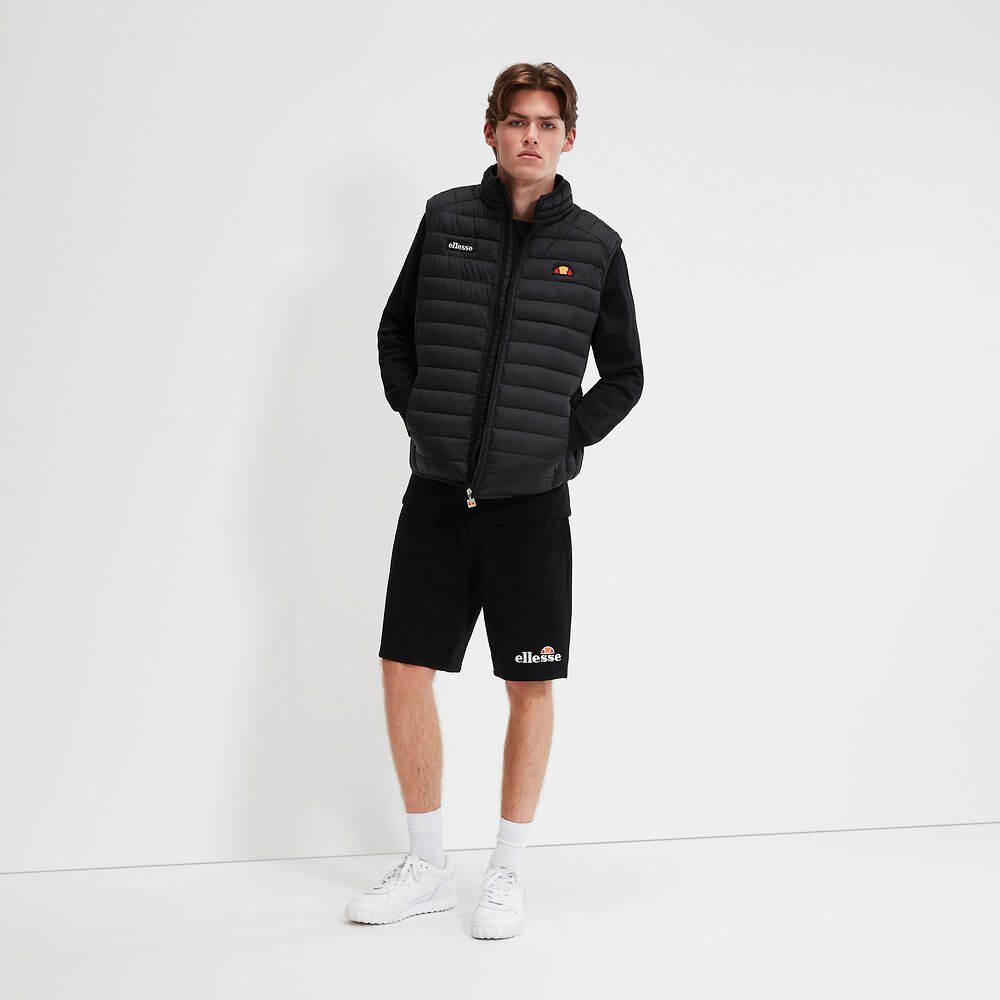 Ellesse Men's Bardy Black Puffer Vest - Lightweight Quilted Insulated Jacket for Outdoor, Hiking & Casual Wear