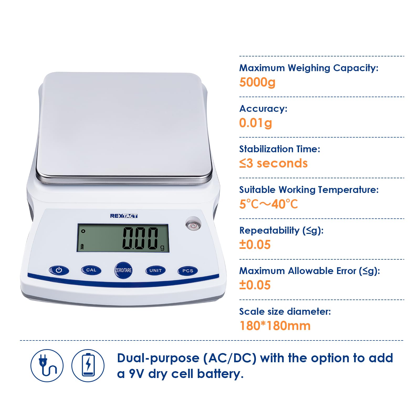 High Precision Digital Scale 0.01g to 5000g, Lab Analytical Balance with 0.01g Accuracy - Perfect for Jewelry Weighing, Pharmacy Measurements & Scientific Laboratory Use