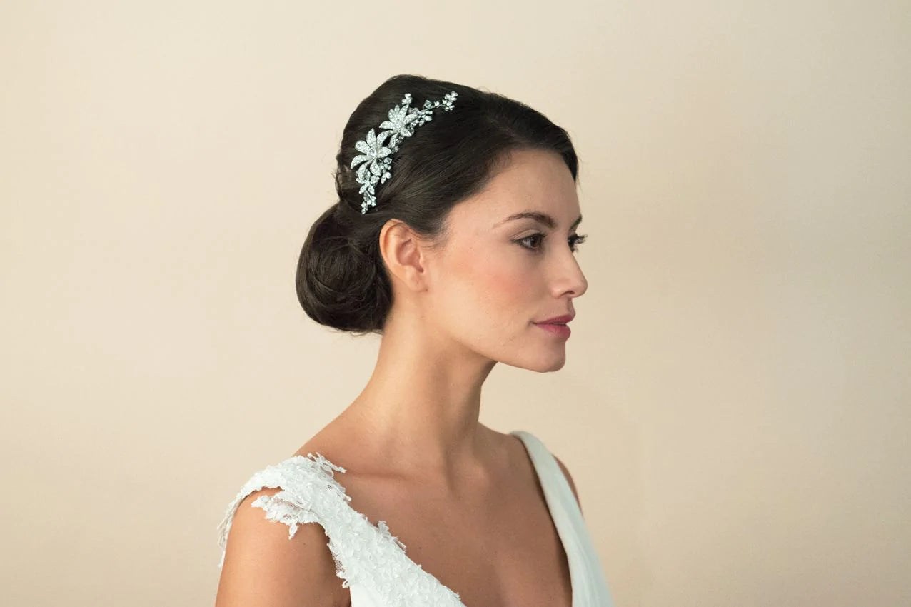 Ivory & Co Silver Bridal Hair Comb with Austrian Crystals - Lotus Design for Weddings, Prom, and Special Occasions