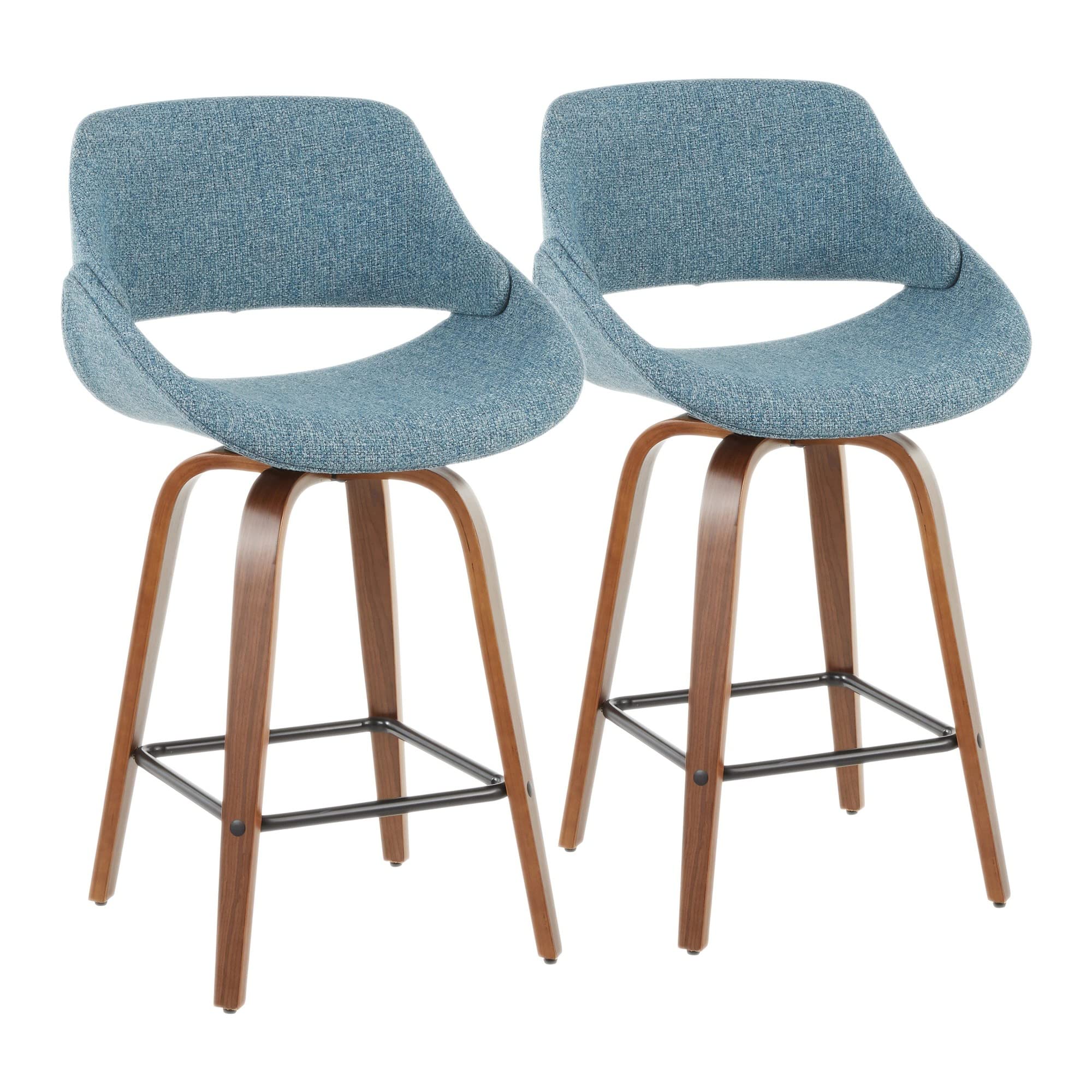 LumiSource Walnut Wood Counter Stools Set of 2 - 24