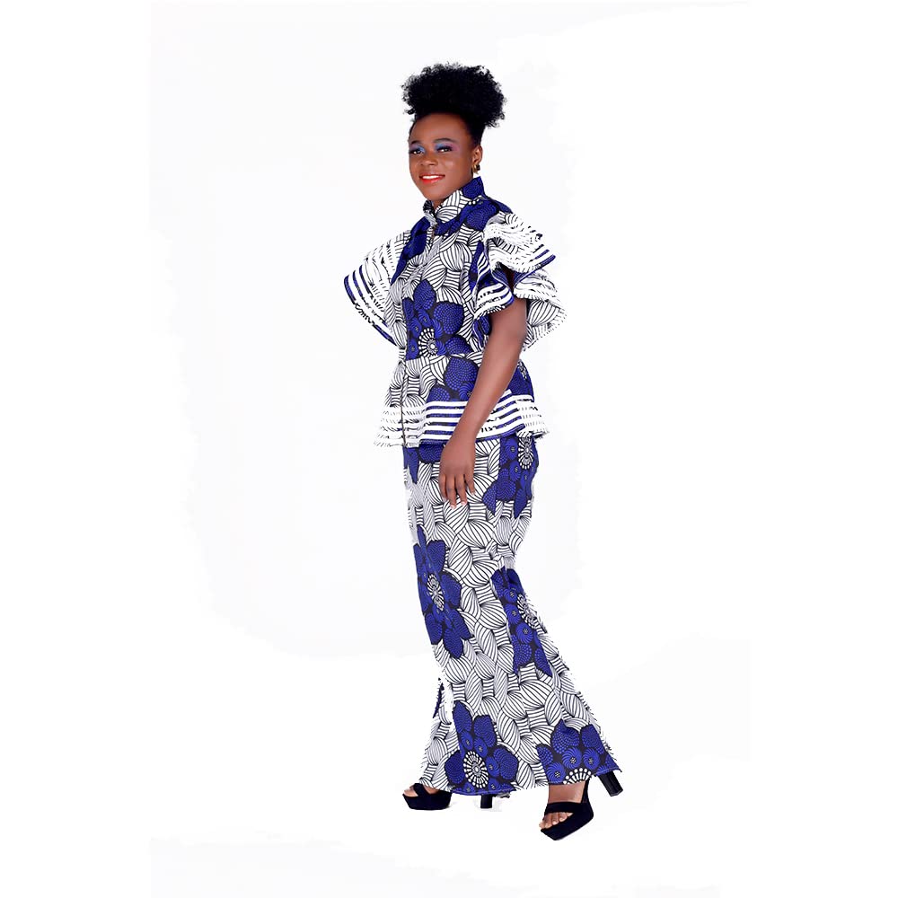 BAZINRICHE Women's African Print Dashiki Dress & Skirt Set - Ankara Bazin Riche Zipper Top Outfit for Parties, Weddings & Cultural Events