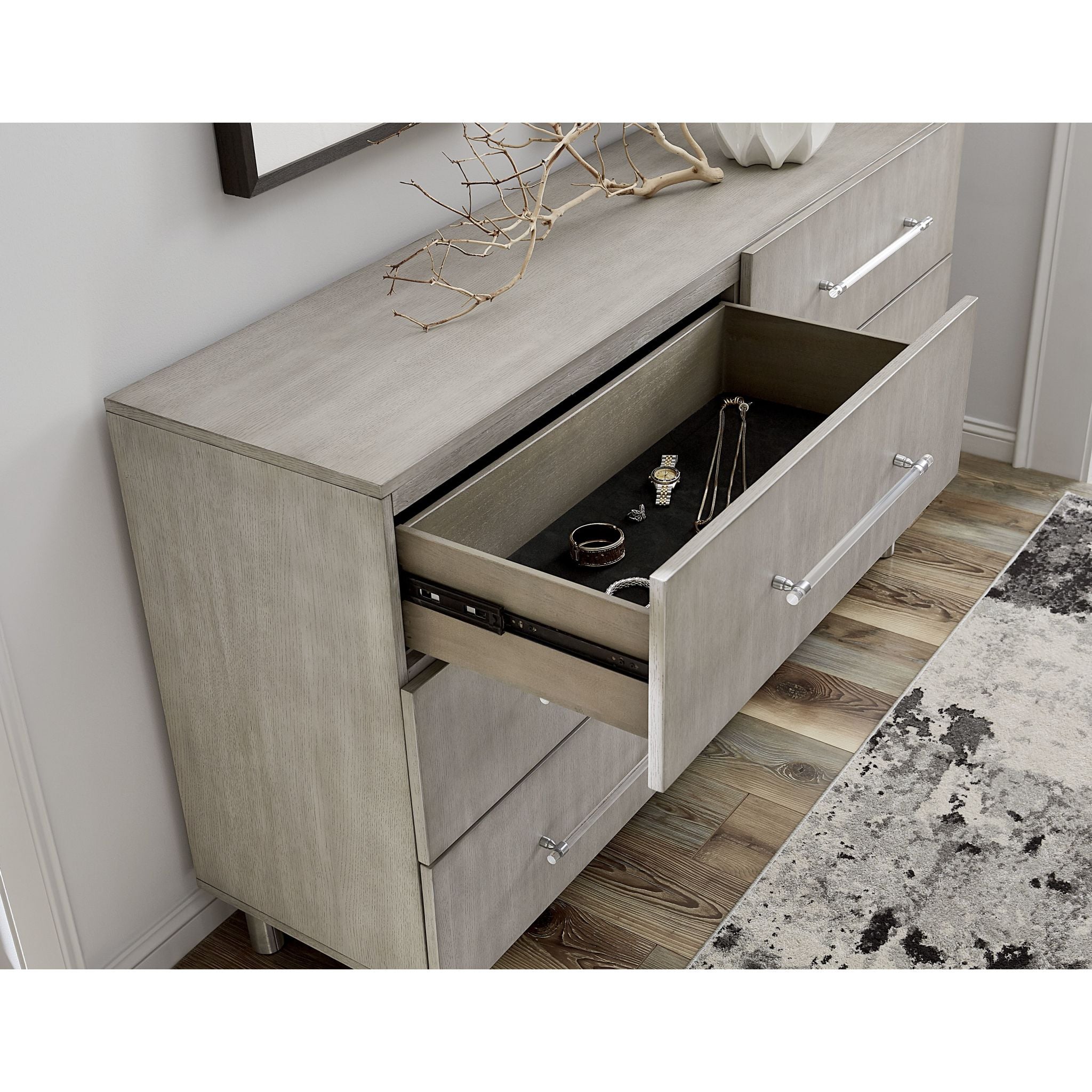 Argento 6-Drawer Dresser in Misty Grey - Modern Bedroom Storage Furniture for Home Organization & Stylish Decor