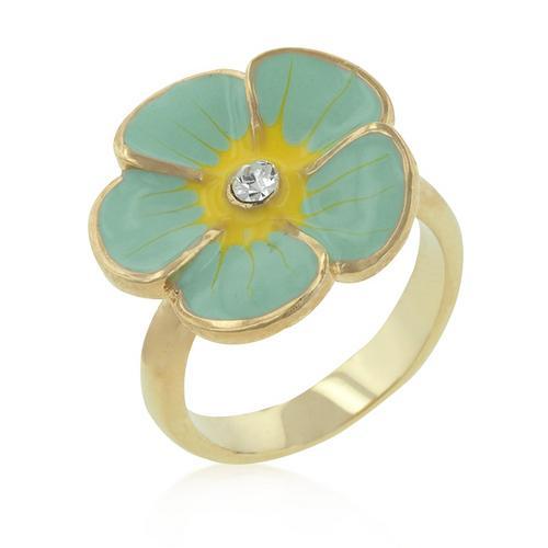 Light Blue Enamel Floral Ring - Dainty Handmade Vintage Jewelry for Women | Perfect Gift for Mother's Day, Anniversary & Romantic Occasions