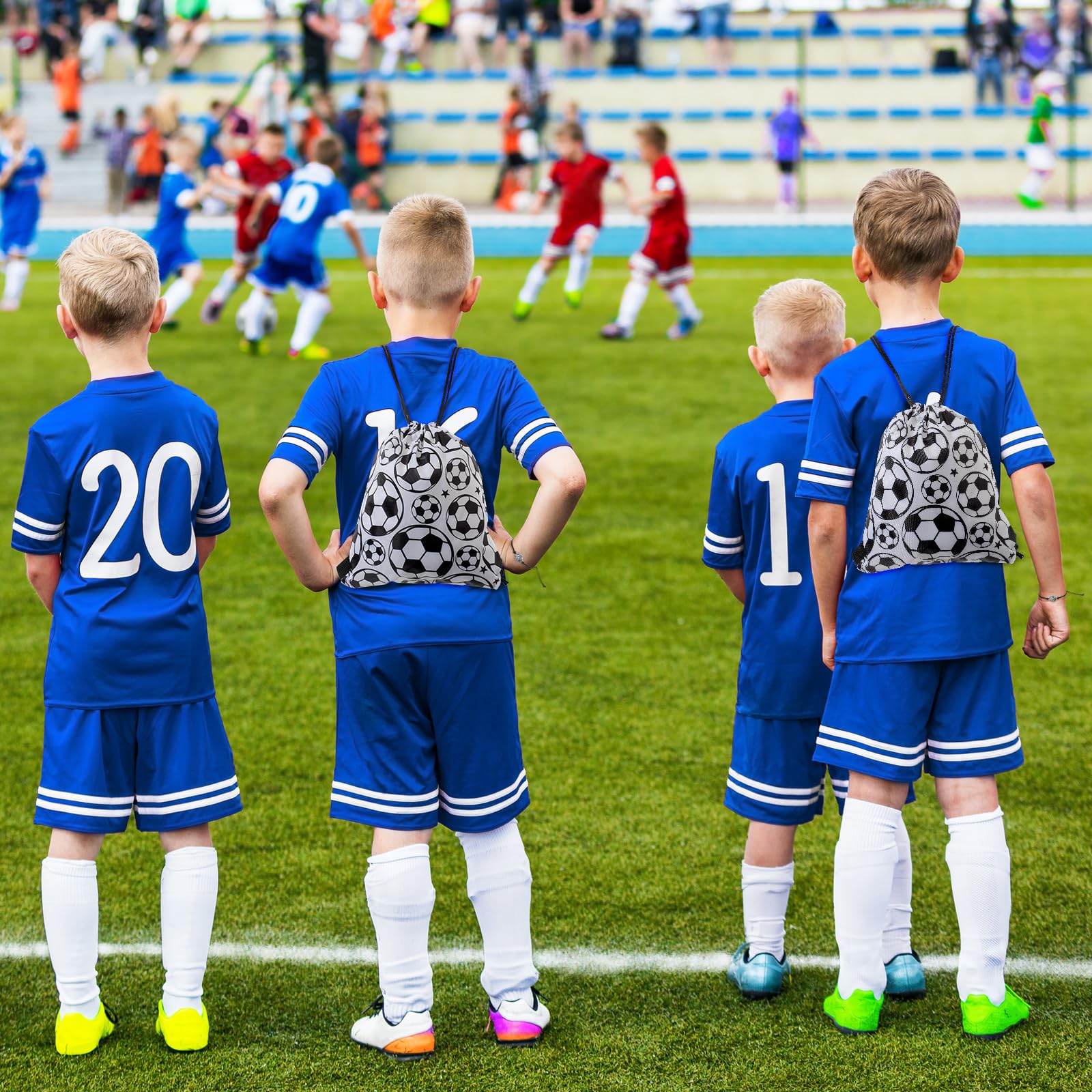 50 Pcs Soccer Team Gift Set - Drawstring Bags, Bracelets, Keychains, Stickers & Cards - Perfect for Soccer Lovers, Team Parties & Fan Appreciation Events - Great as Party Favors, Team Gifts or Tournament Prizes