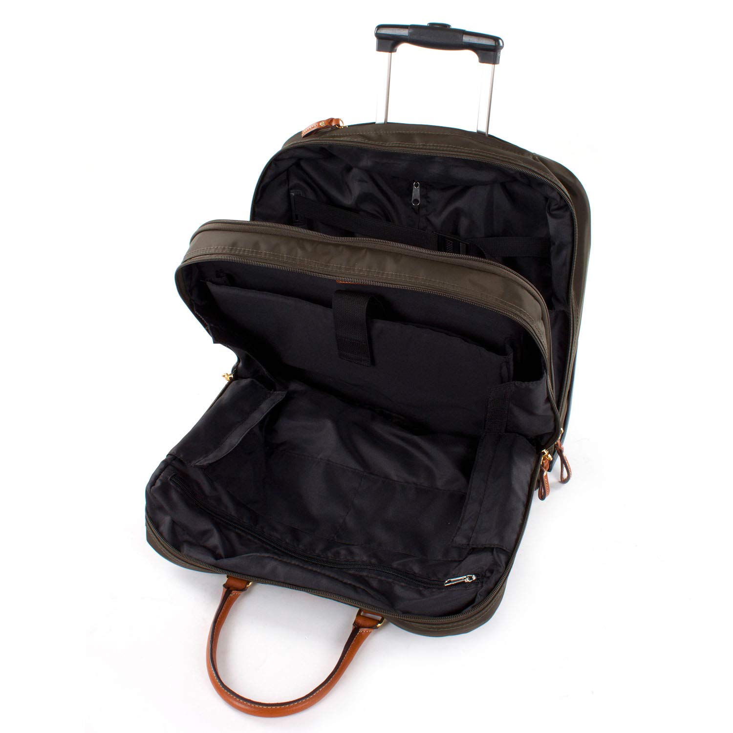 Bric's X-Bag X-Travel 2.0 14x15.5 Inch Rolling Carry On Luggage - Olive Green Pilot Business Laptop Bag for Air Travel & Business Trips