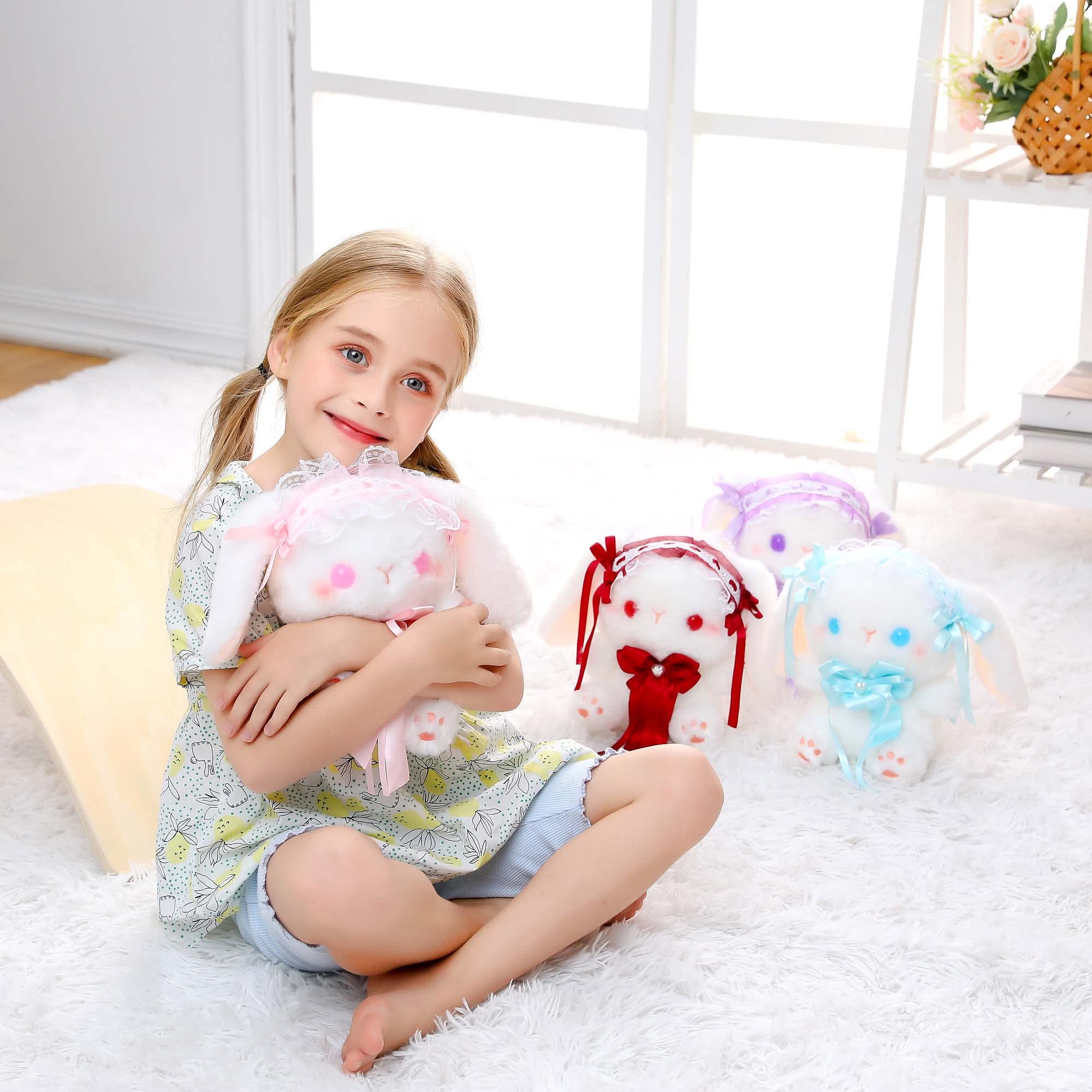 Cute 9 Inch Pink Lolita Bunny Plush Toy - Soft Stuffed Animal Doll for Kids, Girls & Boys - Perfect Gift for Birthdays, Valentine's Day & Nursery Decor