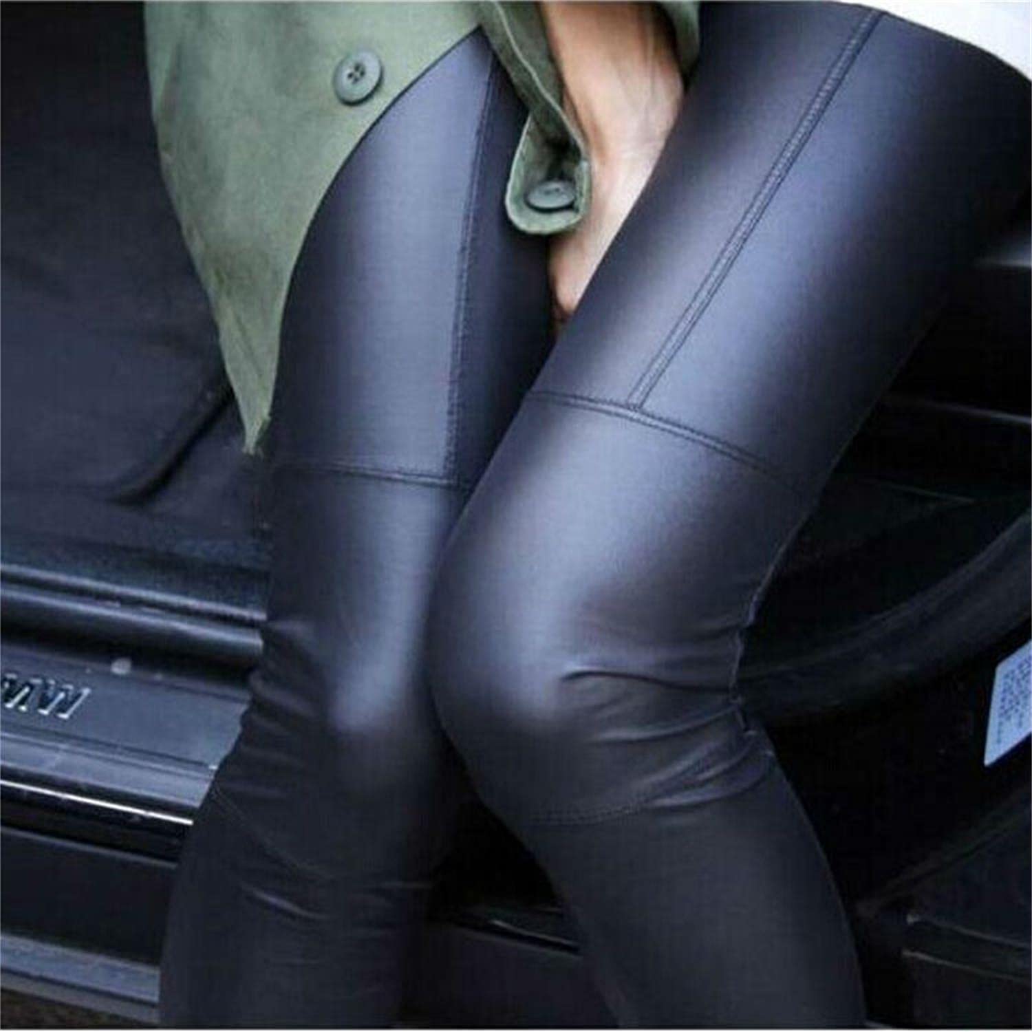 BERMEL Women's Faux Leather Leggings - PU Shaping Tights for Night Out & Party