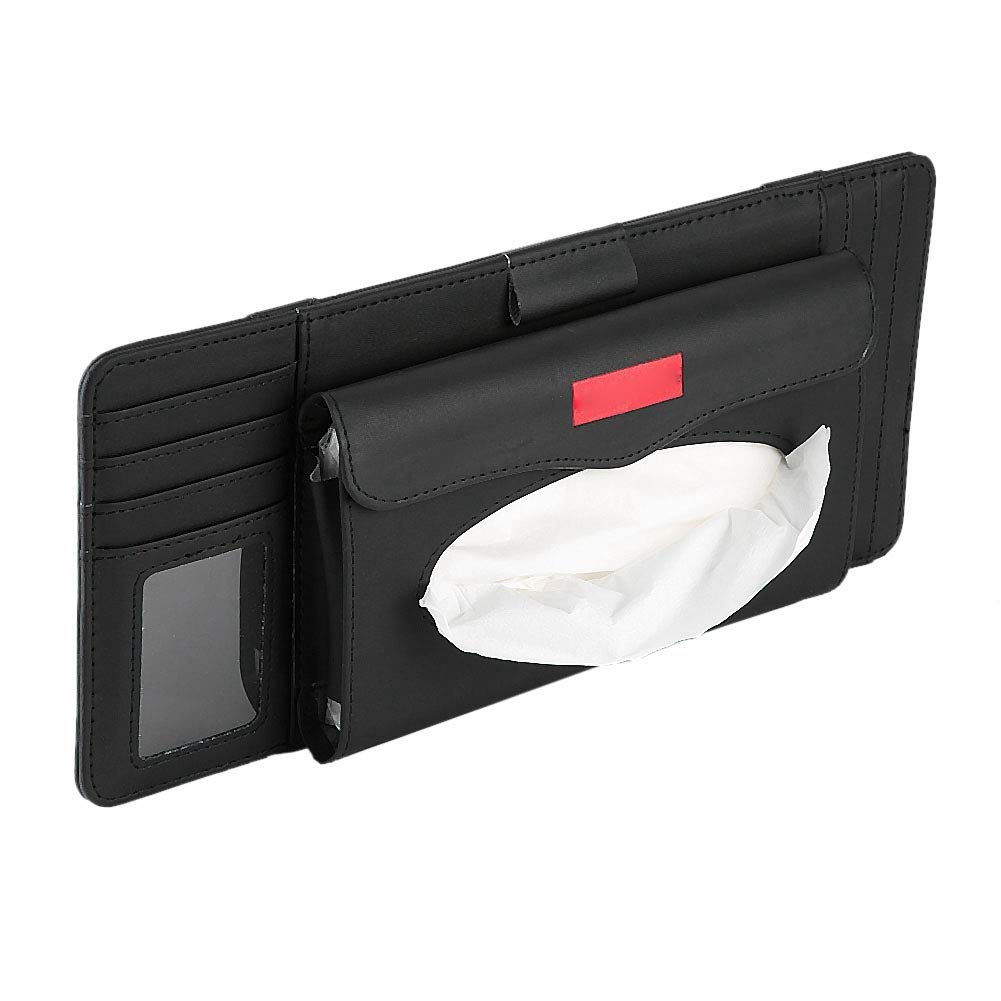Leather Car Sun Visor Tissue Holder - Car Paper Case Organizer with Sunshade for Glove Box & Dashboard Storage - Perfect for Tissues, Napkins, and Small Accessories in Your Vehicle