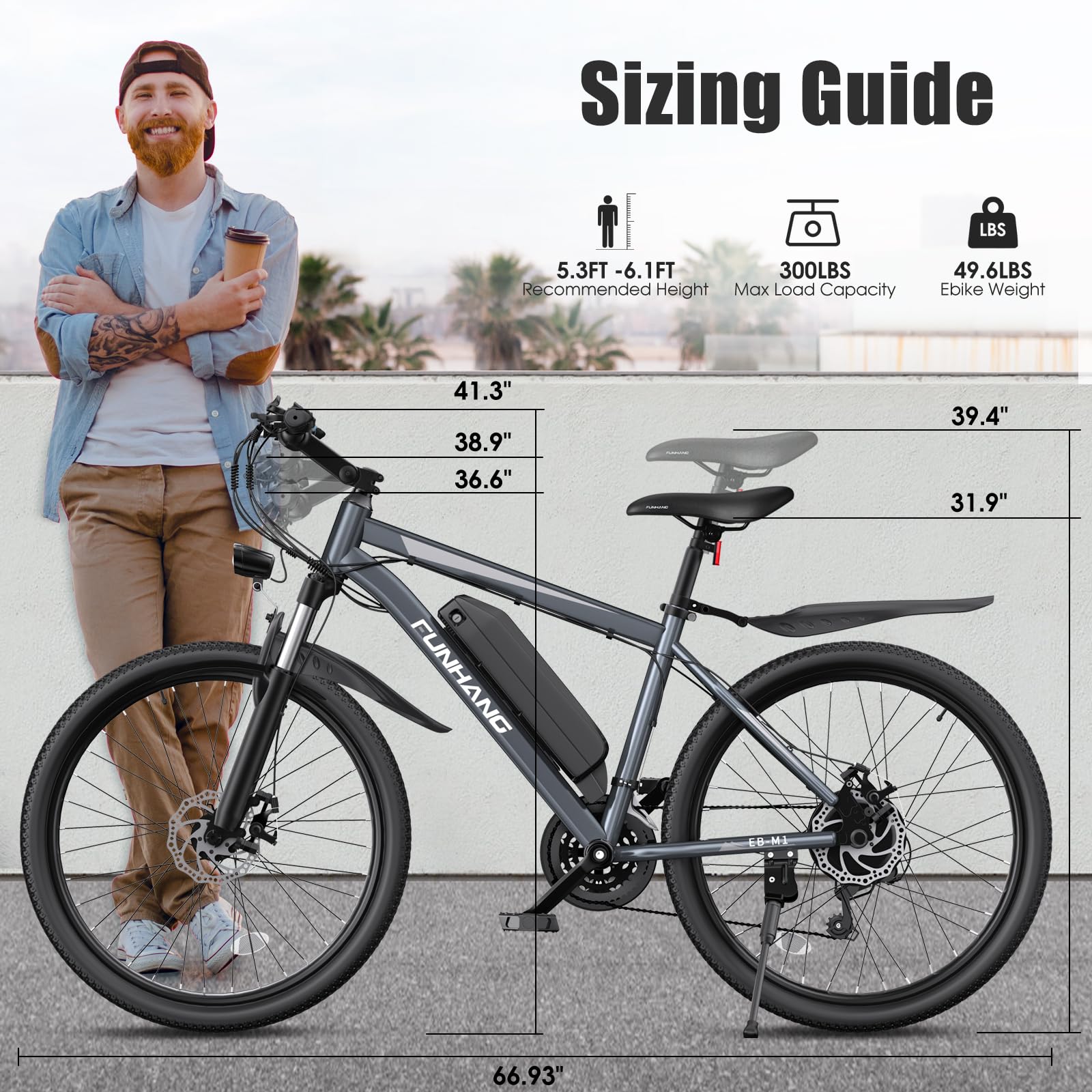 1000W Electric Bike for Adults - 50 Miles Range, 21.7MPH Speed, 26