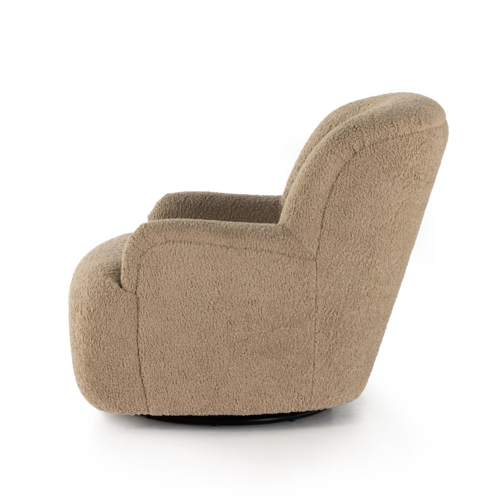 Premium Kadon Swivel Chair with Soft Sheepskin Upholstery in Elegant Camel Color - Perfect for Home Office, Living Room & Modern Workspaces