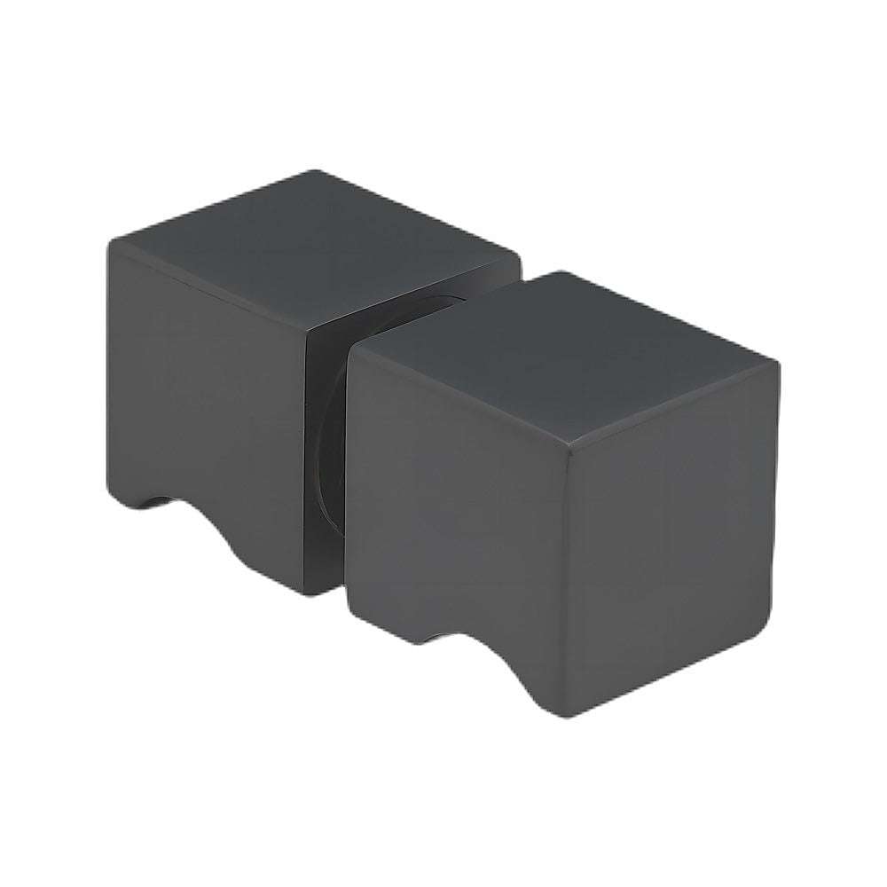 120x110cm Frameless Corner Shower Screen with Black Brackets & Brass Hinges - Square Knob Handle Design for Modern Bathrooms | Perfect for Small Spaces & Walk-in Showers