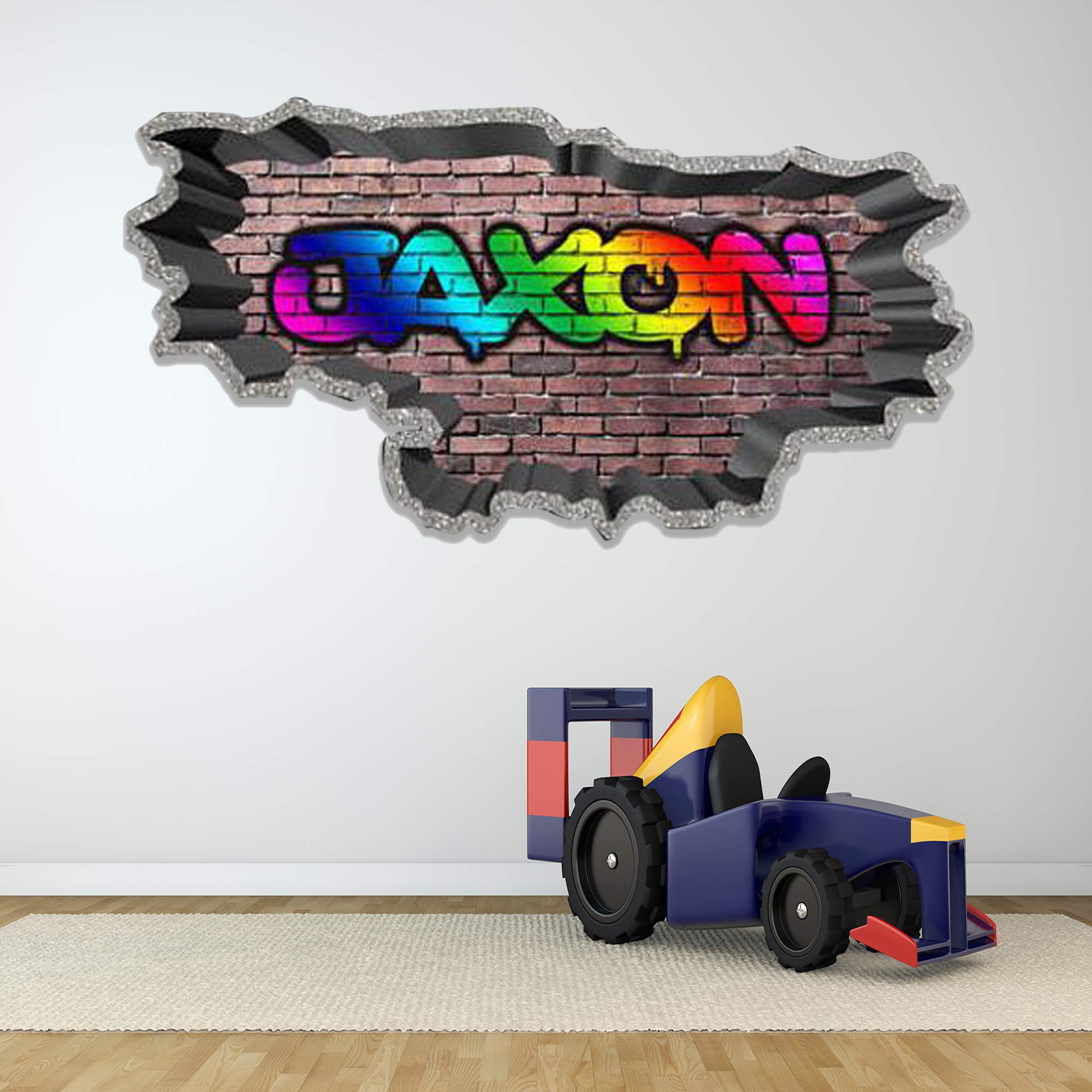 Custom Name Deep Concrete Border Graffiti Wall Decal - Personalized Vinyl Sticker for Urban Home Decor | MYSPGN20-XXLarge | Perfect for Bedroom, Living Room & Office Wall Art