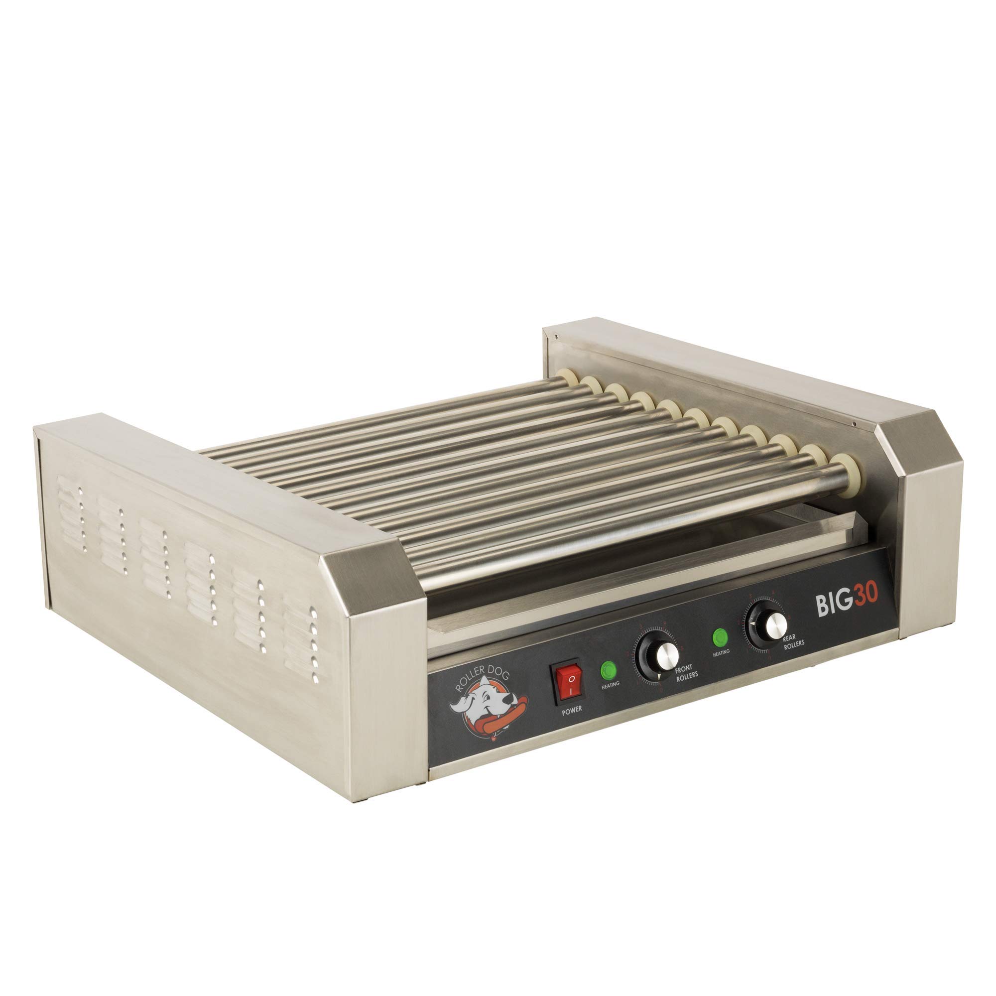 RDB30SS Commercial 30 Hot Dog Roller Grill Cooker Machine - Stainless Steel Hot Dog Warmer for Restaurants, Food Trucks & Concession Stands - Perfect for Parties, Events & Snack Bars