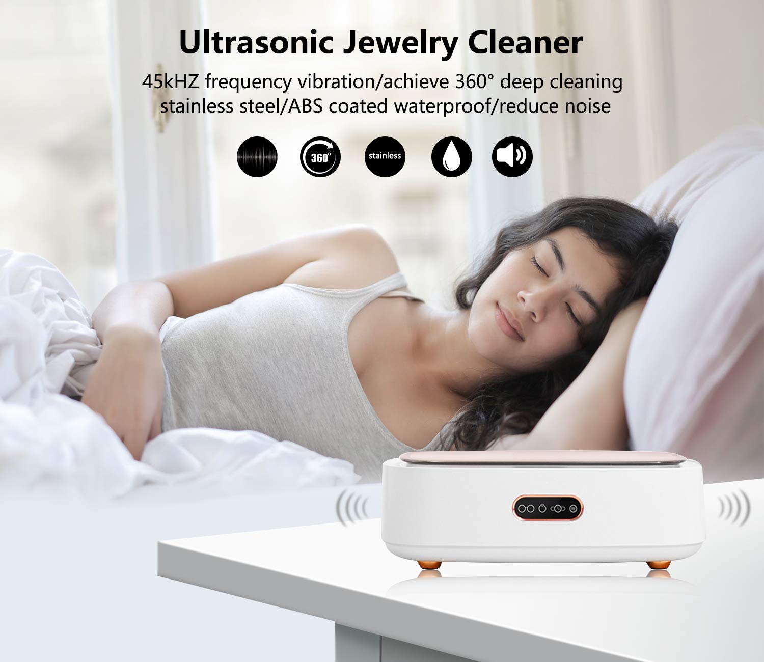 Professional Ultrasonic Jewelry Cleaner Machine - Deep Clean Silver, Rings, Watches, Necklaces, Eyeglasses, Dentures & Tools | Perfect for Home Jewelry Care, Dental Hygiene & Small Item Cleaning