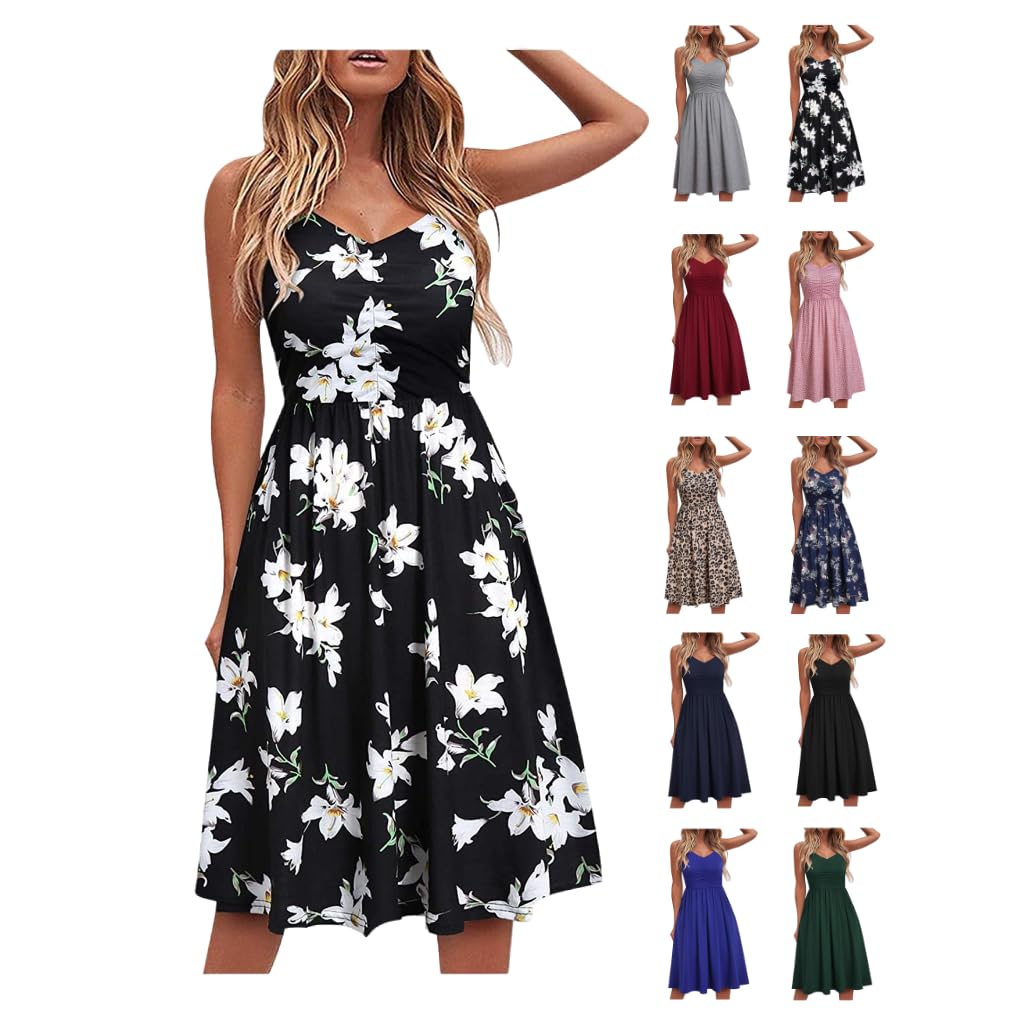 TARIENDY Women's Summer Dress 2025 - V Neck Sleeveless Casual Sundress, Loose Fit Comfortable Sexy Beach Dress for Vacation, Party & Outdoor Activities