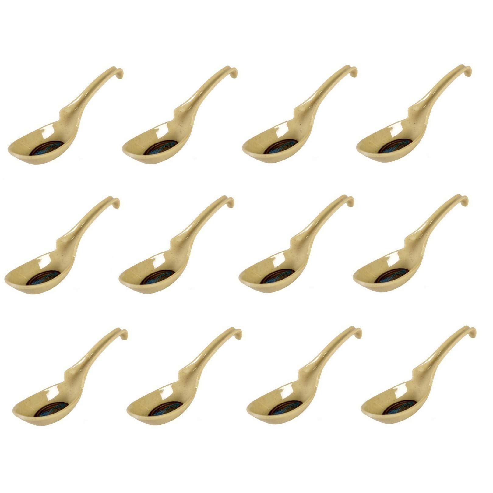 JapanBargain 2346 - 12 Pack Japanese Style Soup Spoons with Notch & Hook, Green Color - Perfect for Ramen, Pho, Wonton & Rice Dishes - Ideal for Asian Cuisine & Home Dining