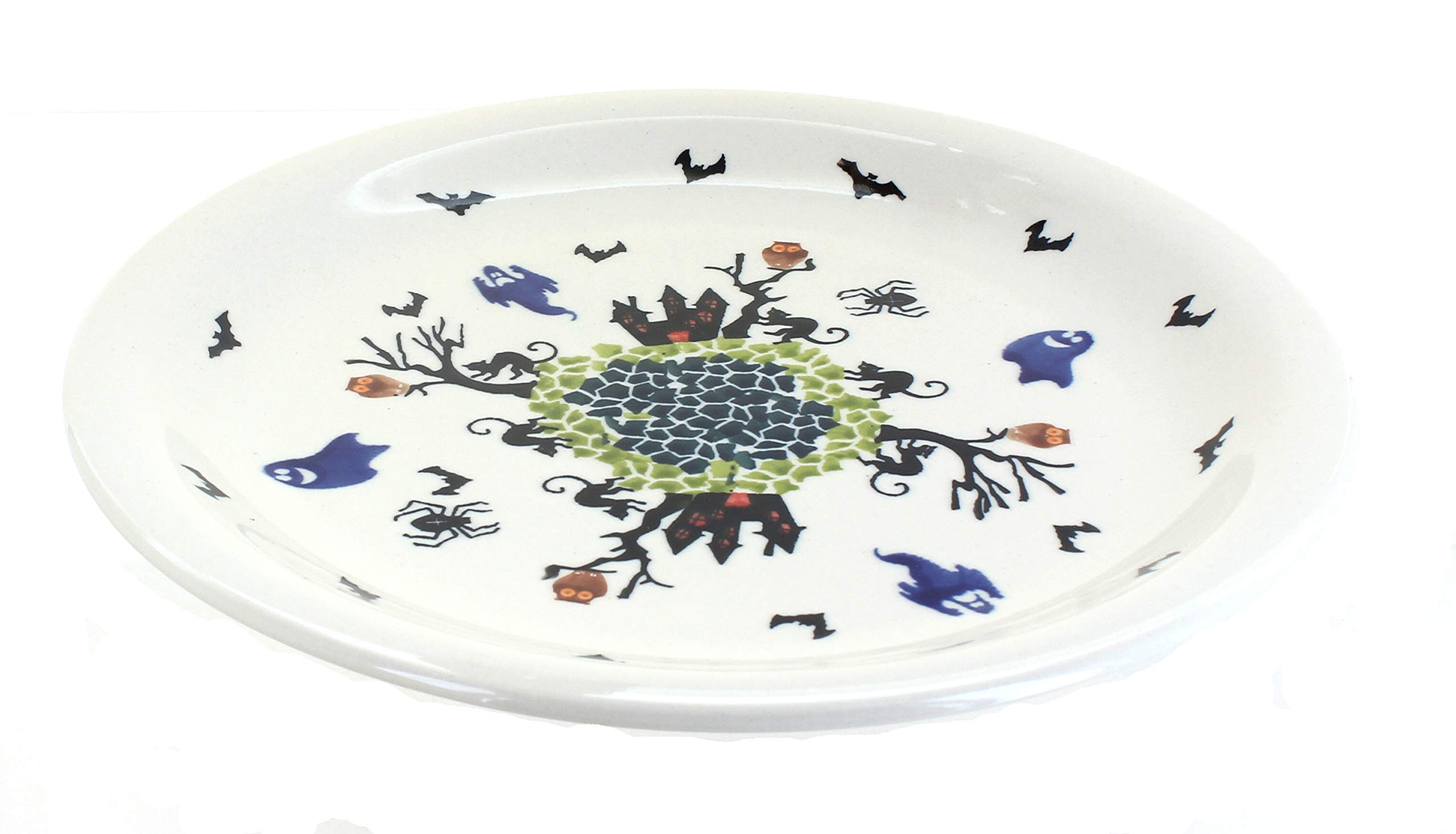 Hand-Painted Blue Rose Polish Pottery Monster Mash Dinner Plate - Unique Ceramic Plate for Halloween, Thanksgiving & Special Occasions - Perfect for Dinner Parties, Holiday Decor & Collectibles