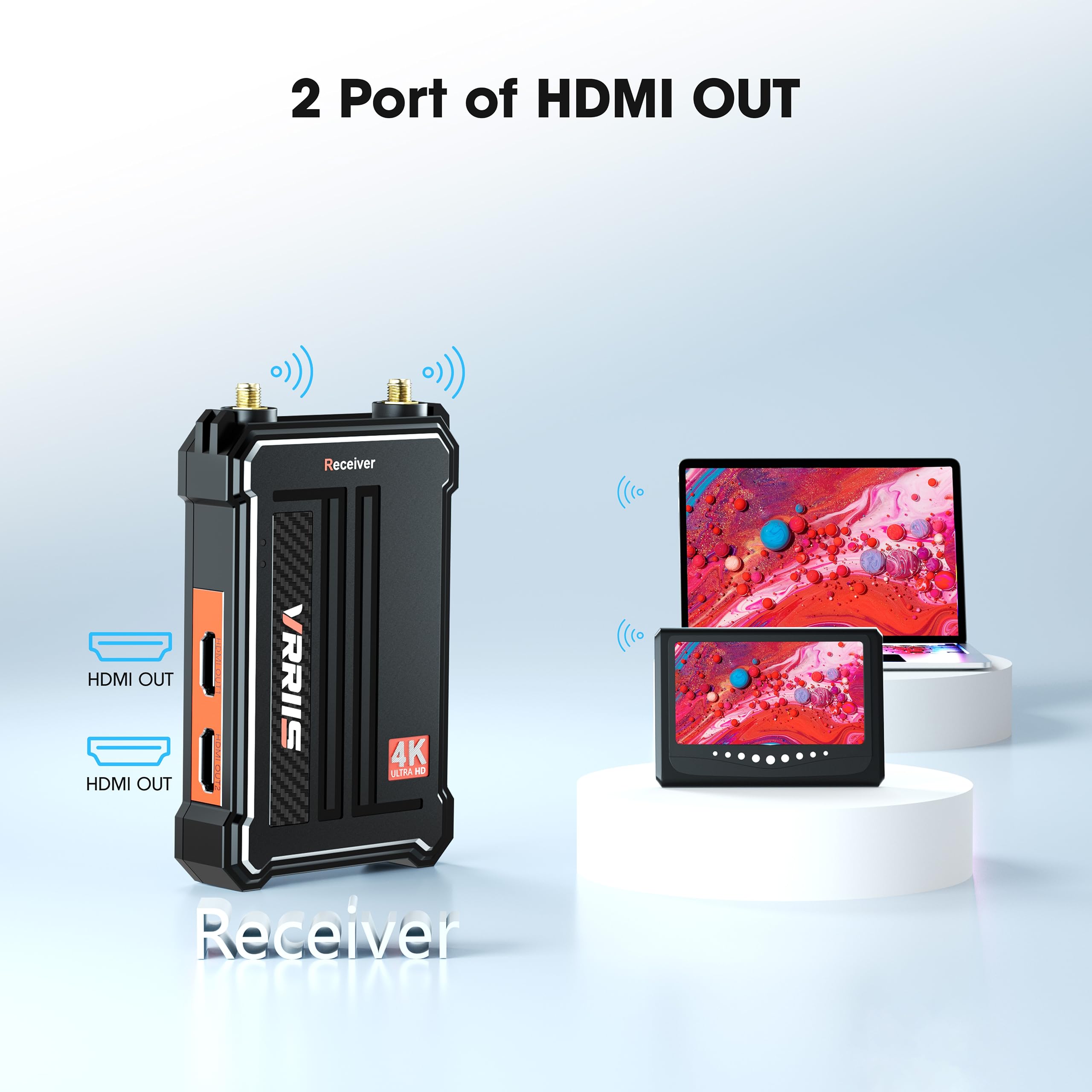 4K Wireless HDMI Transmitter and Receiver Kit - 30Hz 60Mbps Dual Band 2.4G/5G, 490FT Long Range with 0.1s Low Latency - Perfect for Home Theater, Gaming, and Conference Room Presentations