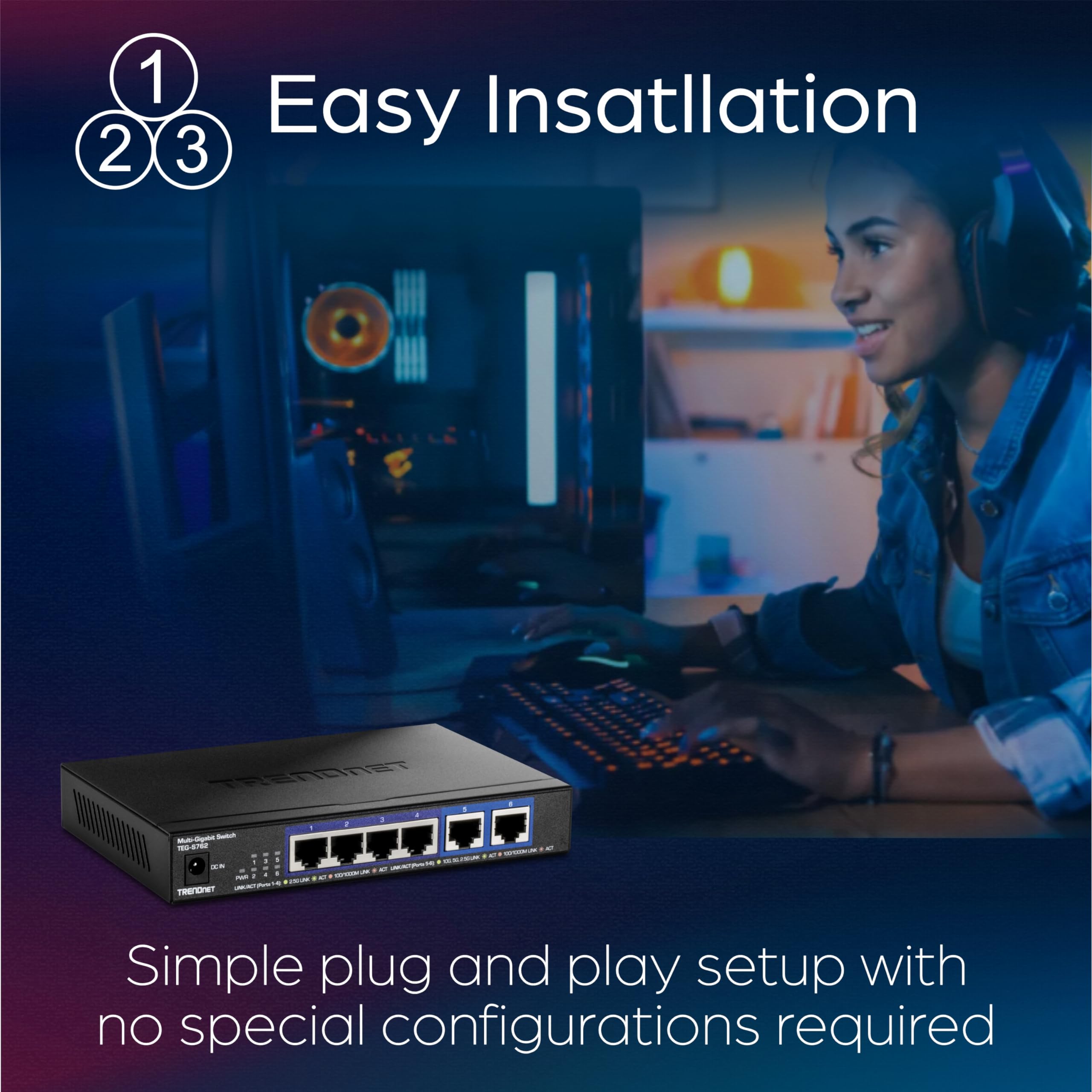 TRENDnet 6-Port 10G Ethernet Switch with 4 x 2.5G & 2 x 10G RJ-45 Ports | 60Gbps Switching Capacity | Wall Mountable | Lifetime Warranty | Ideal for Home Office, Gaming & Small Business Networks