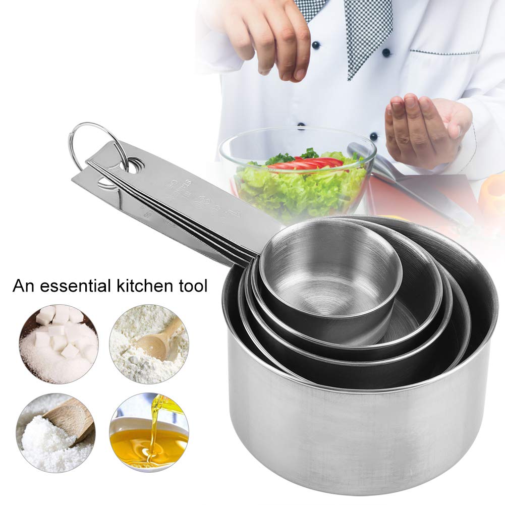 5-Piece Stainless Steel Measuring Cups Set - Precise Dry & Liquid Measuring for Baking, Cooking & Mixing - Perfect for Home Chefs & Professional Kitchens