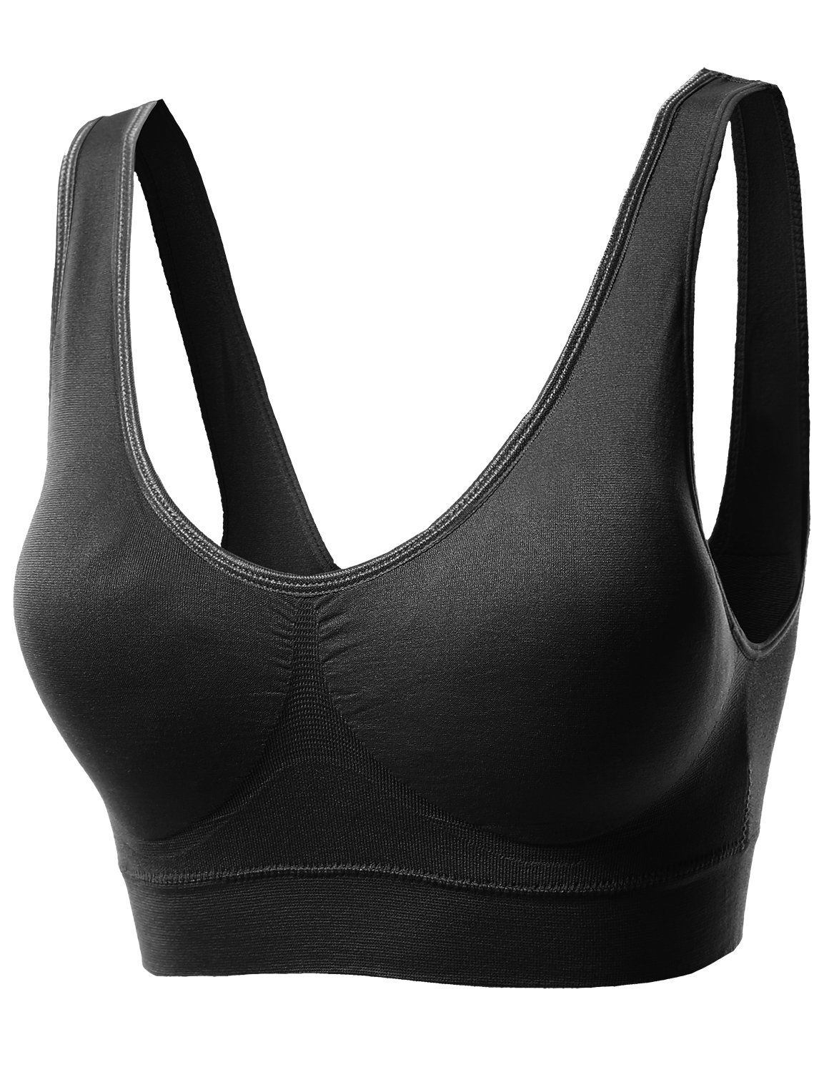 Xpril Women's Seamless Wirefree Sports Bra - Lightly Padded Full Support Workout Bra for Running, Yoga & Gym - Comfortable Breathable Activewear for Women