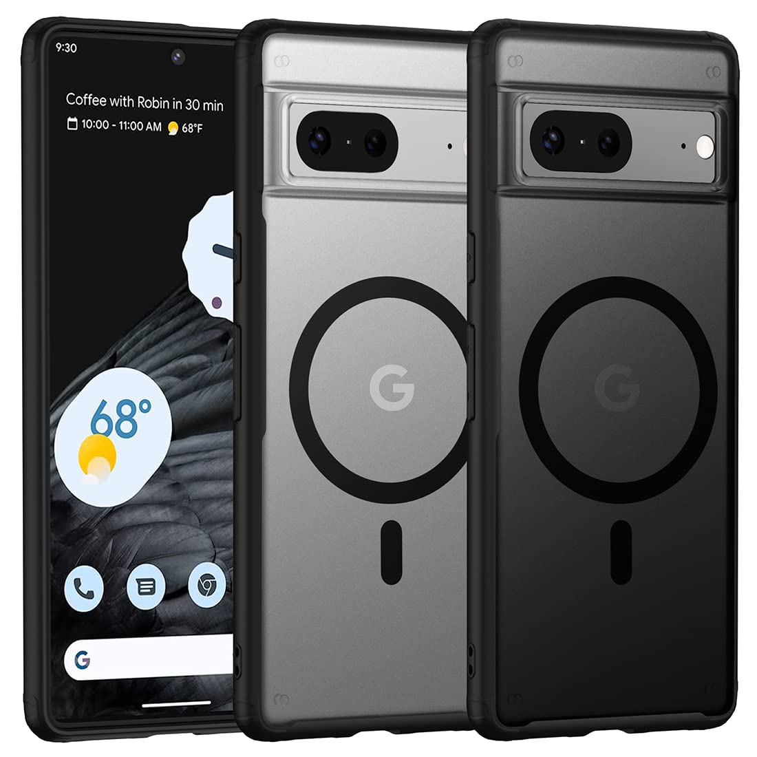 Magnetic Phone Case for Google Pixel 7 (2022) - Slim Translucent Matte Cover with MagSafe Compatibility, Anti-Fingerprint & Shockproof Protection - Perfect for Work, Travel and Everyday Use - Black