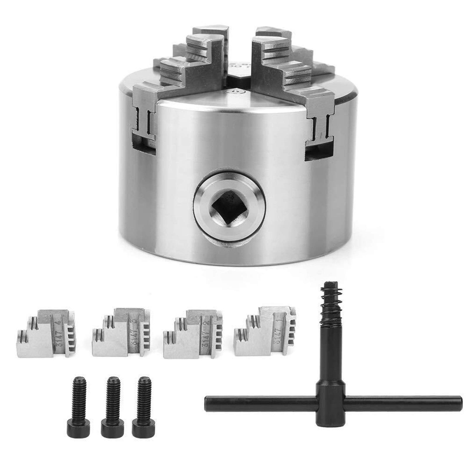 4 Jaw Self-Centering Reversible Lathe Chuck 80mm (3 Inch) - SANOU K12-80 Turning Machine Accessories for Metalworking & Woodworking Projects