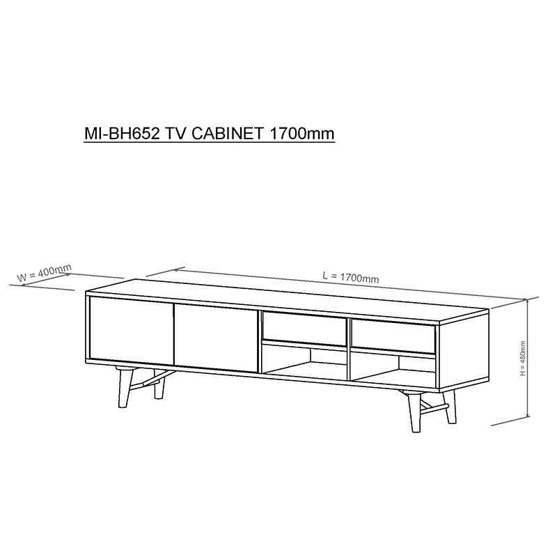 RANIA 170cm Black Ash TV Stand Entertainment Center - Modern Media Console for Living Room, Bedroom & Home Theater
