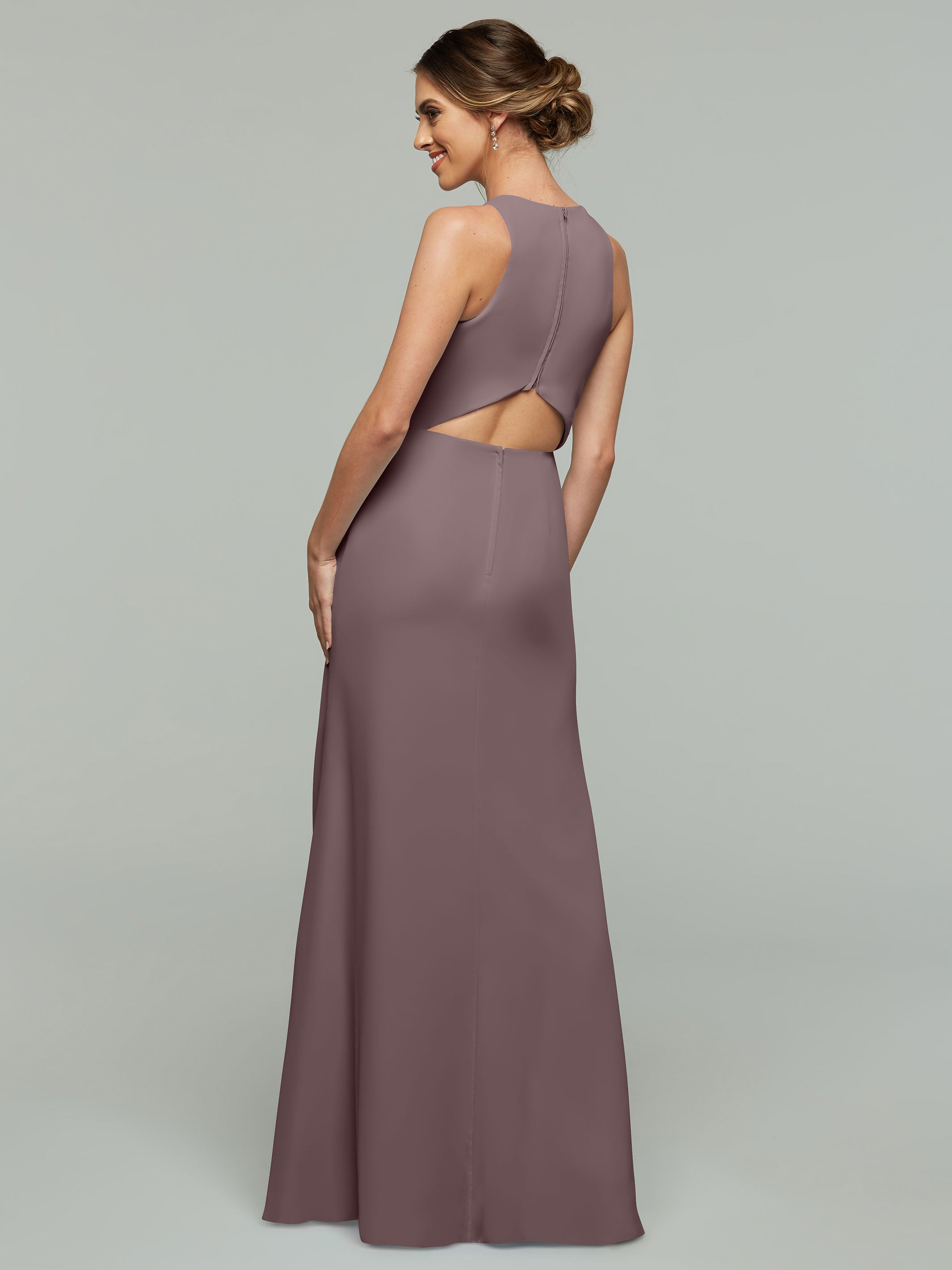 Elegant 80175 Chiffon A-Line Bridesmaid Dress with Plunging Halter Neckline - Perfect for Weddings, Formal Events & Special Occasions