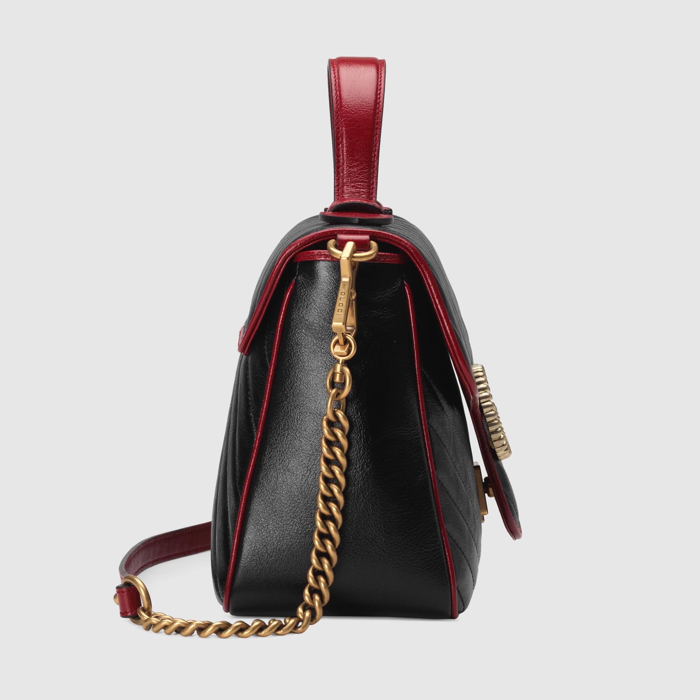 Gucci GG Marmont Small Top Handle Bag Black Cherise Matelassé Leather Shoulder Bag - Perfect for Work, Date Night & Everyday Luxury Fashion Accessory