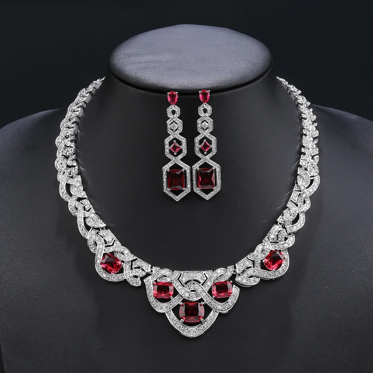 Luxury Cubic Zirconia Bridal Wedding Jewelry Set - Elegant Necklace & Earrings for Women - Perfect for Weddings, Parties & Special Occasions - CN11306