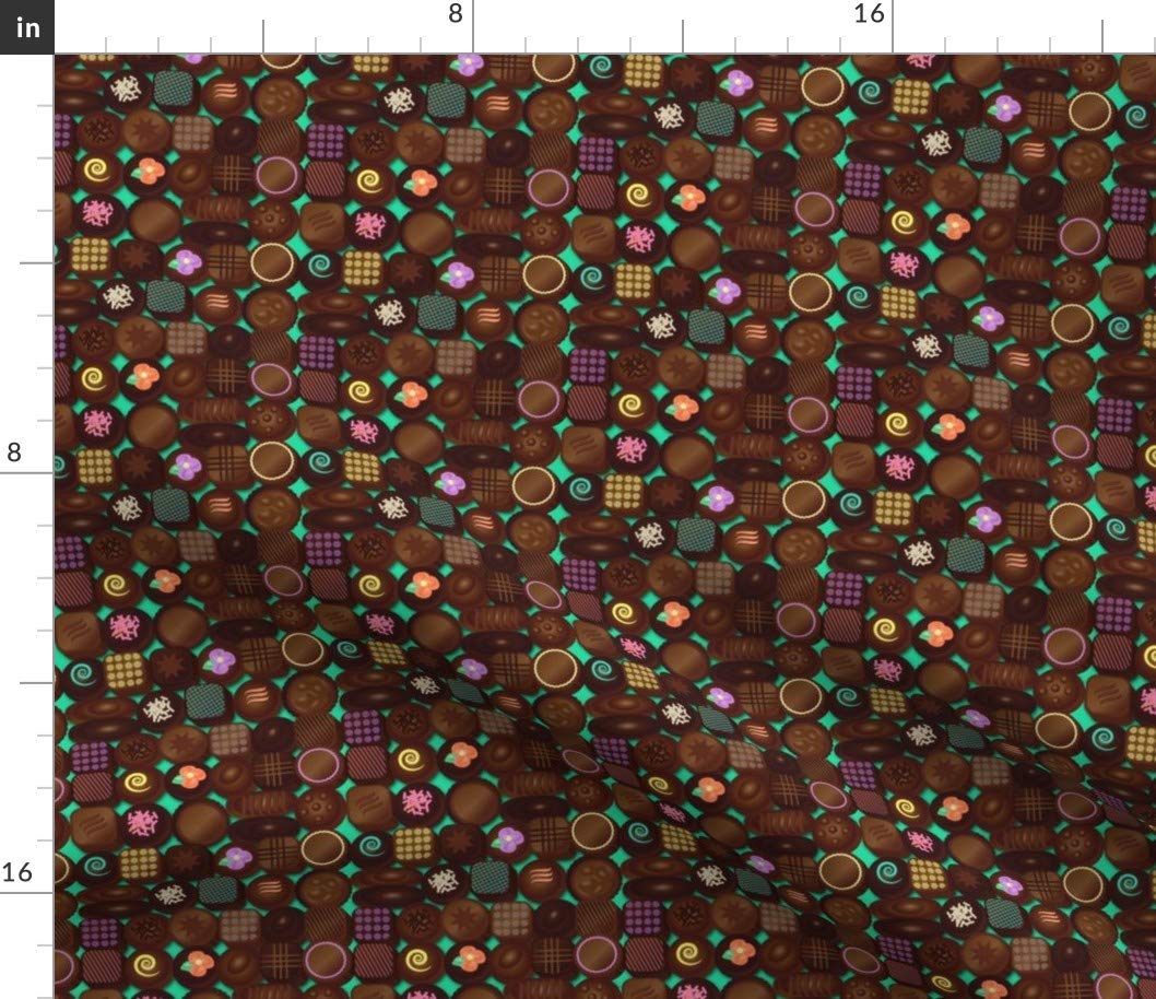 Petal Signature Cotton Fabric by Spoonflower - Chocolate Candy Box Print Fat Quarter for Sewing, Quilting, Apparel & DIY Crafts | Perfect for Home Decor, Gift Wrapping & Seasonal Projects
