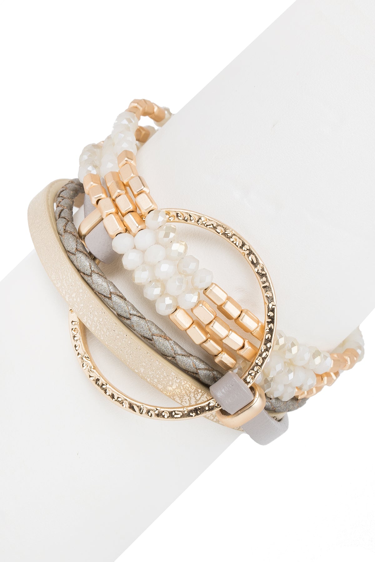 Elegant Leather Beaded Crystal Circle Bracelet for Women - Boho Chic Jewelry for Parties, Weddings & Everyday Wear