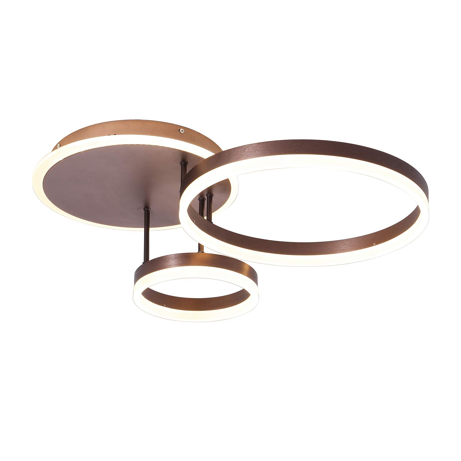 Modern 3-Light Round Flush Mount Ceiling Lamp with Remote Control - Acrylic LED Chandelier in Brown | 3 Adjustable Color Temperatures | Perfect for Bedroom, Living Room & Dining Room Lighting