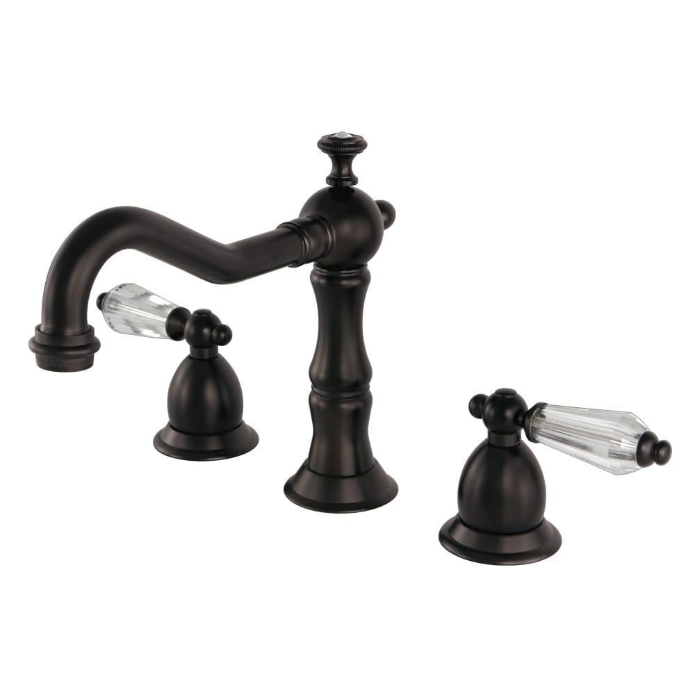 Kingston Brass KS1975WLL Wilshire Widespread Bathroom Faucet with Brass Pop-Up Drain, 7.5 Inch Spout Reach, Oil Rubbed Bronze Finish - Perfect for Modern Vanities and Powder Rooms