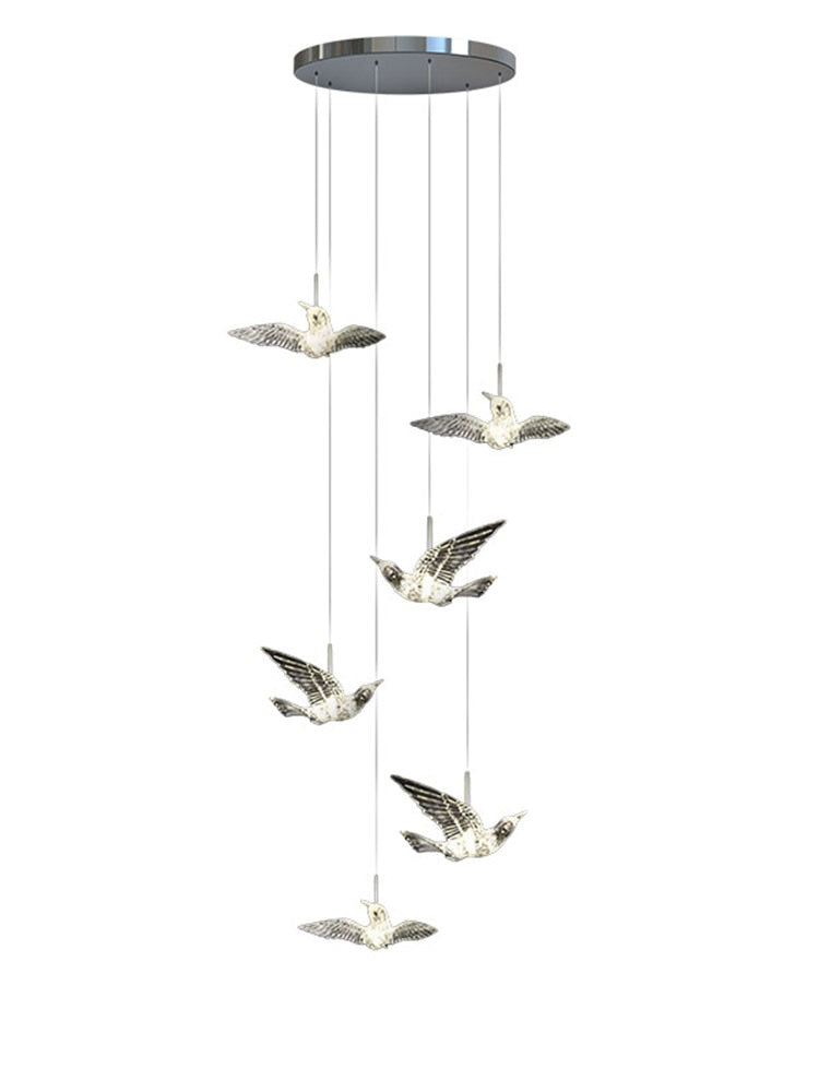 Elegant Acrylic Glass Birds Chandelier - Modern Crystal Ceiling Light Fixture for Dining Room, Living Room & Bedroom Decor
