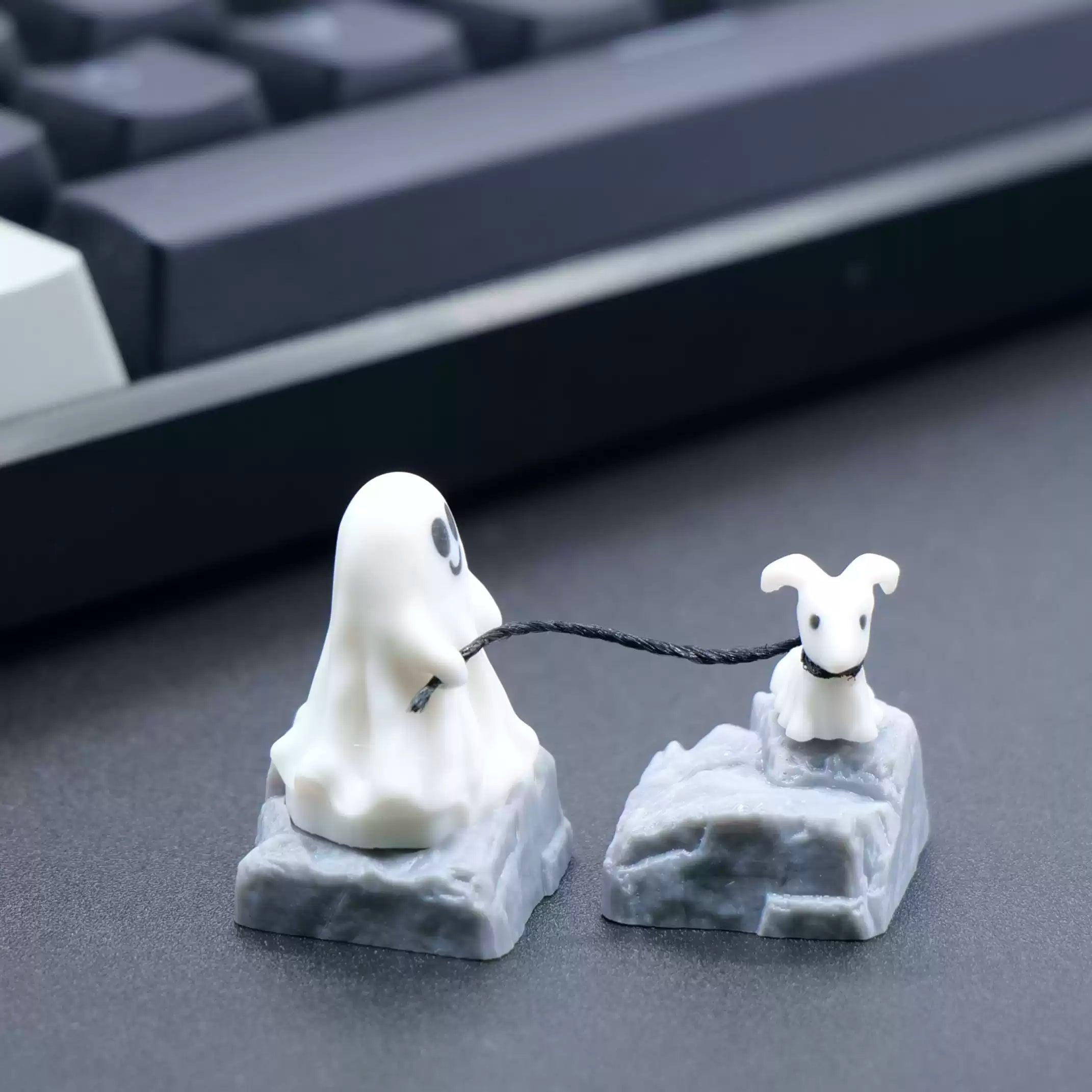 Ghost Leading Sheep Keycaps - Cute Resin Artisan Keycaps for Mechanical Keyboards | Personalized & Creative Custom Keycaps for Typing Enthusiasts & Gamers