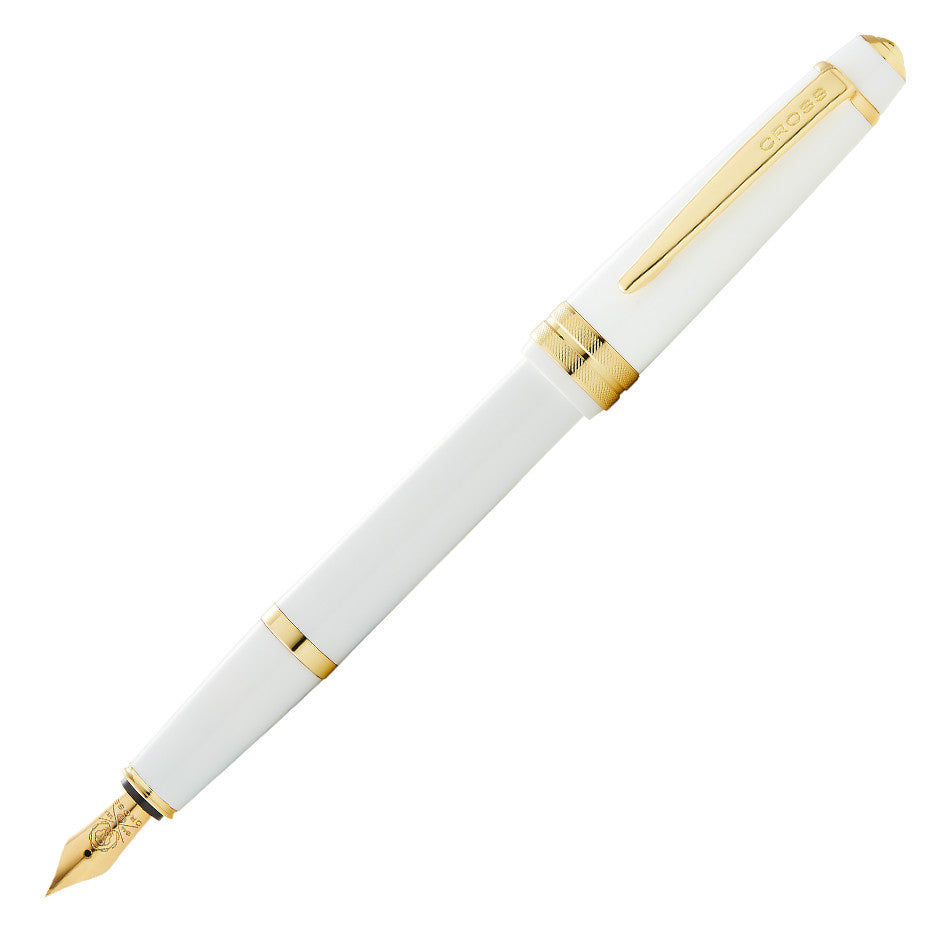 Cross Bailey Light Fountain Pen - White & Gold Trim Luxury Writing Instrument for Calligraphy, Journaling & Office Use