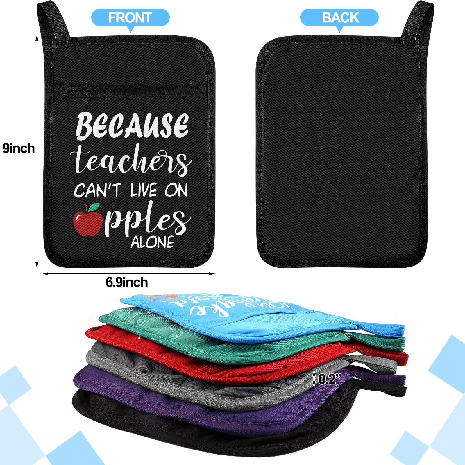 6-Piece Funny Teacher Appreciation Gift Set - Heat Resistant Oven Mitts with Hand Pocket & Hanging Loop - Perfect for Teachers, Women & Cookie Baking Enthusiasts - Ideal for Classroom Gifts, Teacher Week & Holiday Presents