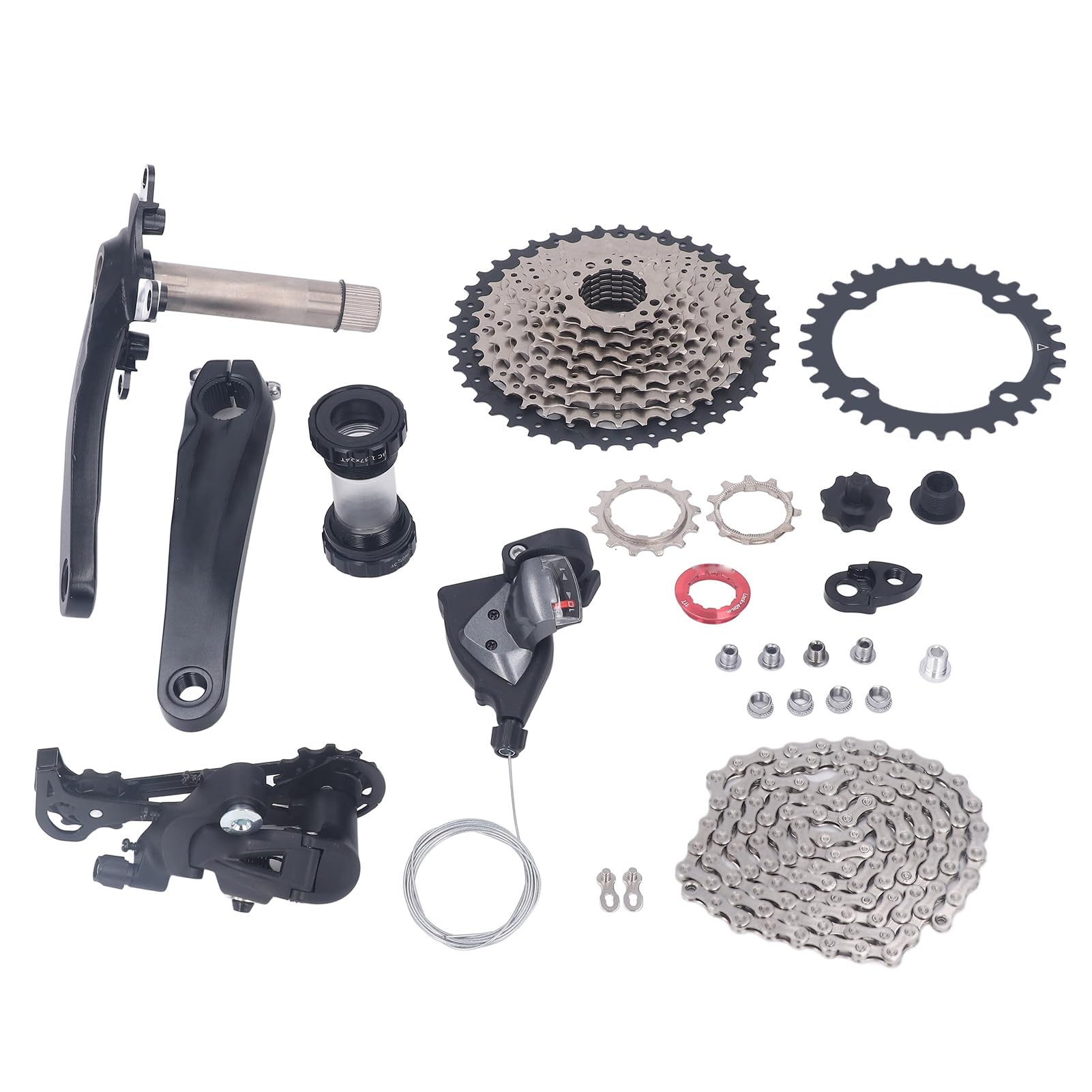 10 Speed Bike Groupset - 42T Flywheel, Crank Shifter, Rear Derailleur & Chain Set for Road & Mountain Bikes | Perfect for Cycling Enthusiasts & Commuters