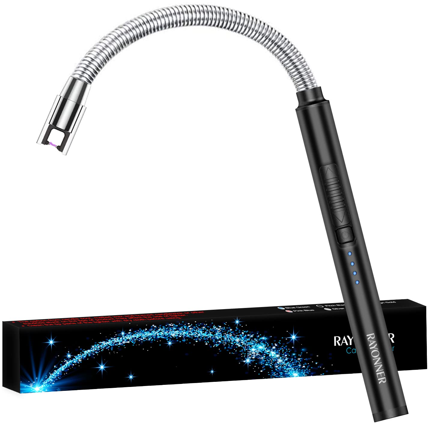 Electric USB Lighter with LED Display - Windproof Flameless Plasma Lighter for Candles & Outdoor Use (Black)
