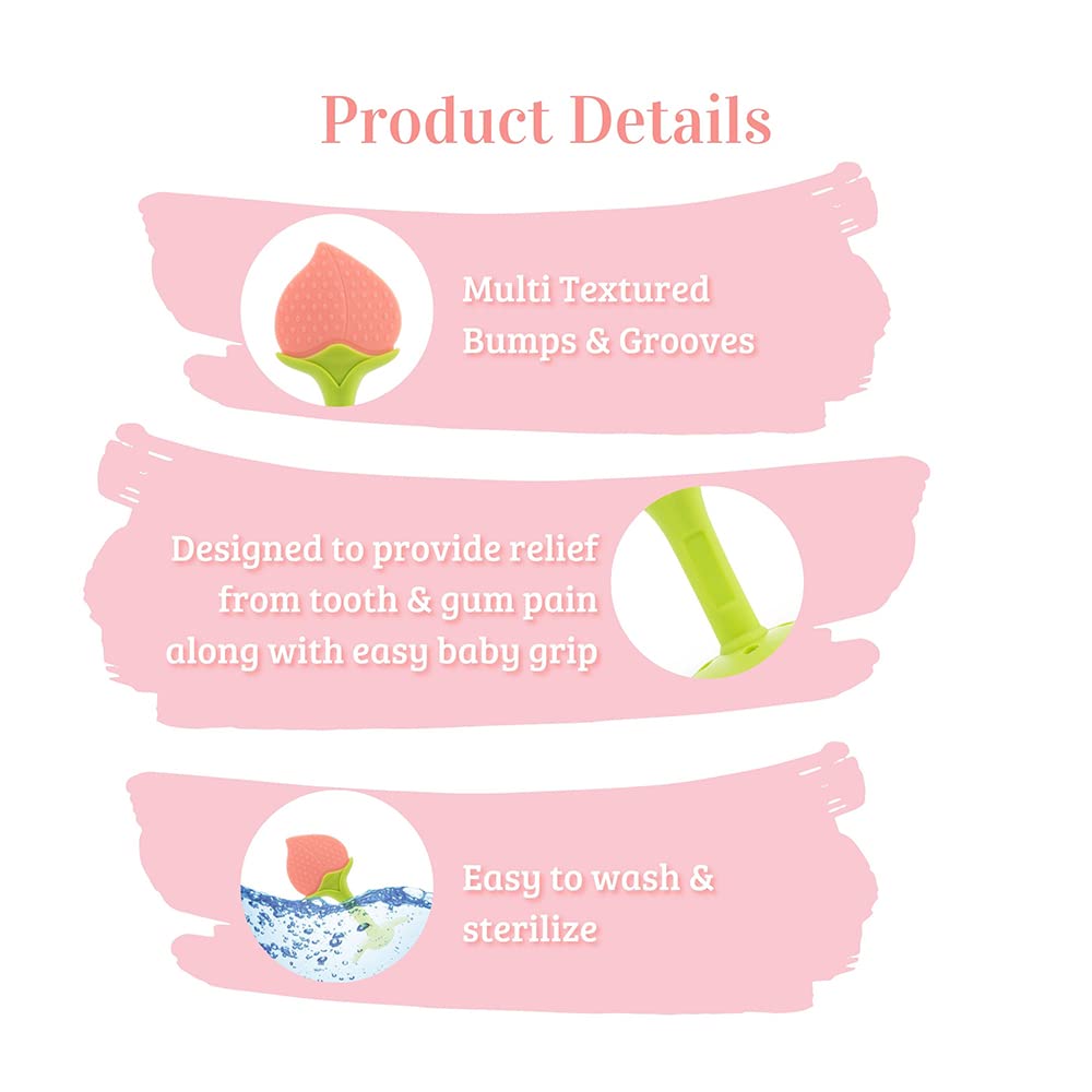 Toddley Silicone Baby Teether with Storage Box - Non-Toxic BPA-Free Teething Toy for Newborns & Infants (Baby Pink, 1-Pack) | Perfect for Soothing Sore Gums at Home or On-the-Go