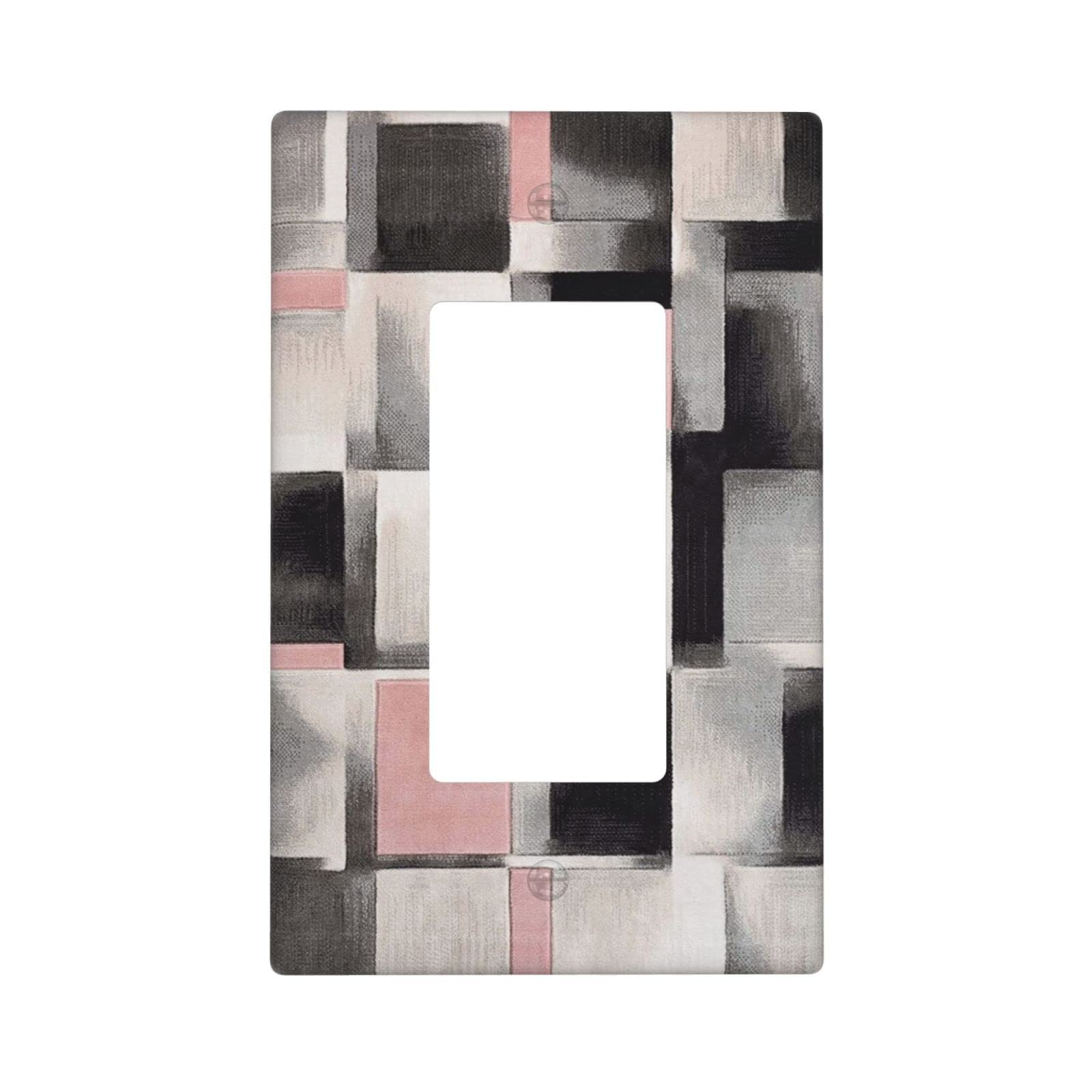 Blush Pink Modern Geometric 1 Gang Rocker/Decora Light Switch Cover Plate - Abstract Art Wall Plate GFCI Outlet Cover - Decorative Electrical Switch Plates for Bedroom, Bathroom & Home Decor | Perfect for Contemporary Interior Design & DIY Home Improvement